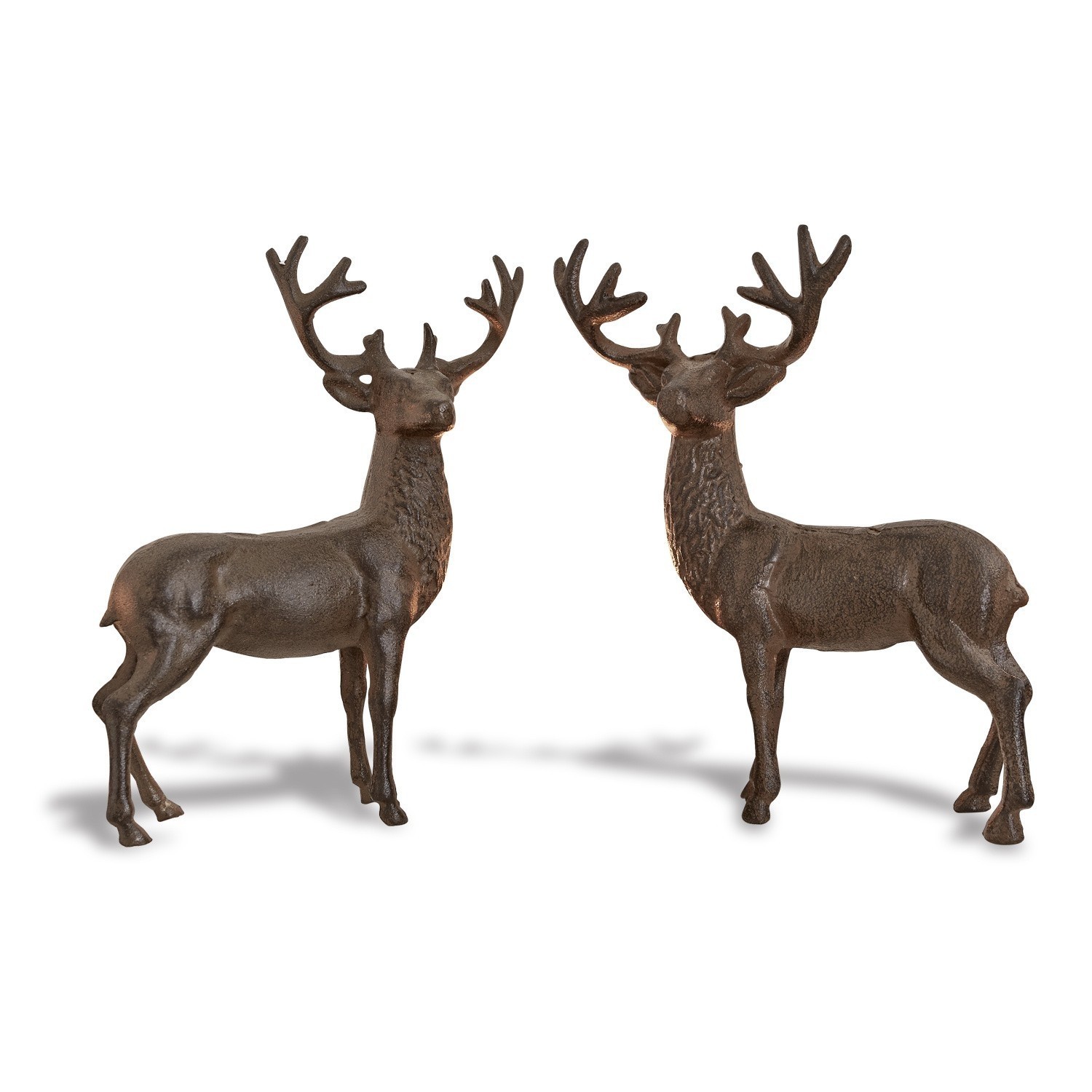 Deko-Hirsch 2er Set Friends Zwei braune Metall-Hirschfiguren als Weihnachtsdekoration und Wohnaccessoire