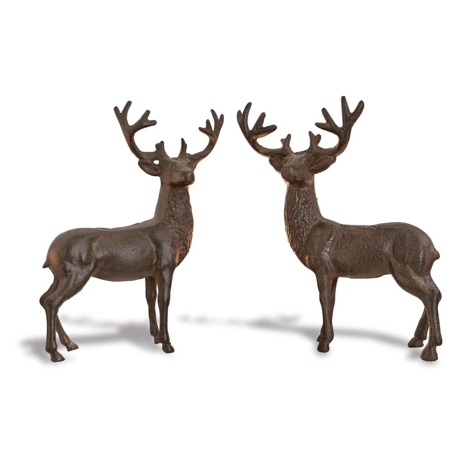Deko-Hirsch 2er Set Friends Zwei braune Metall-Hirschfiguren als Weihnachtsdekoration und Wohnaccessoire