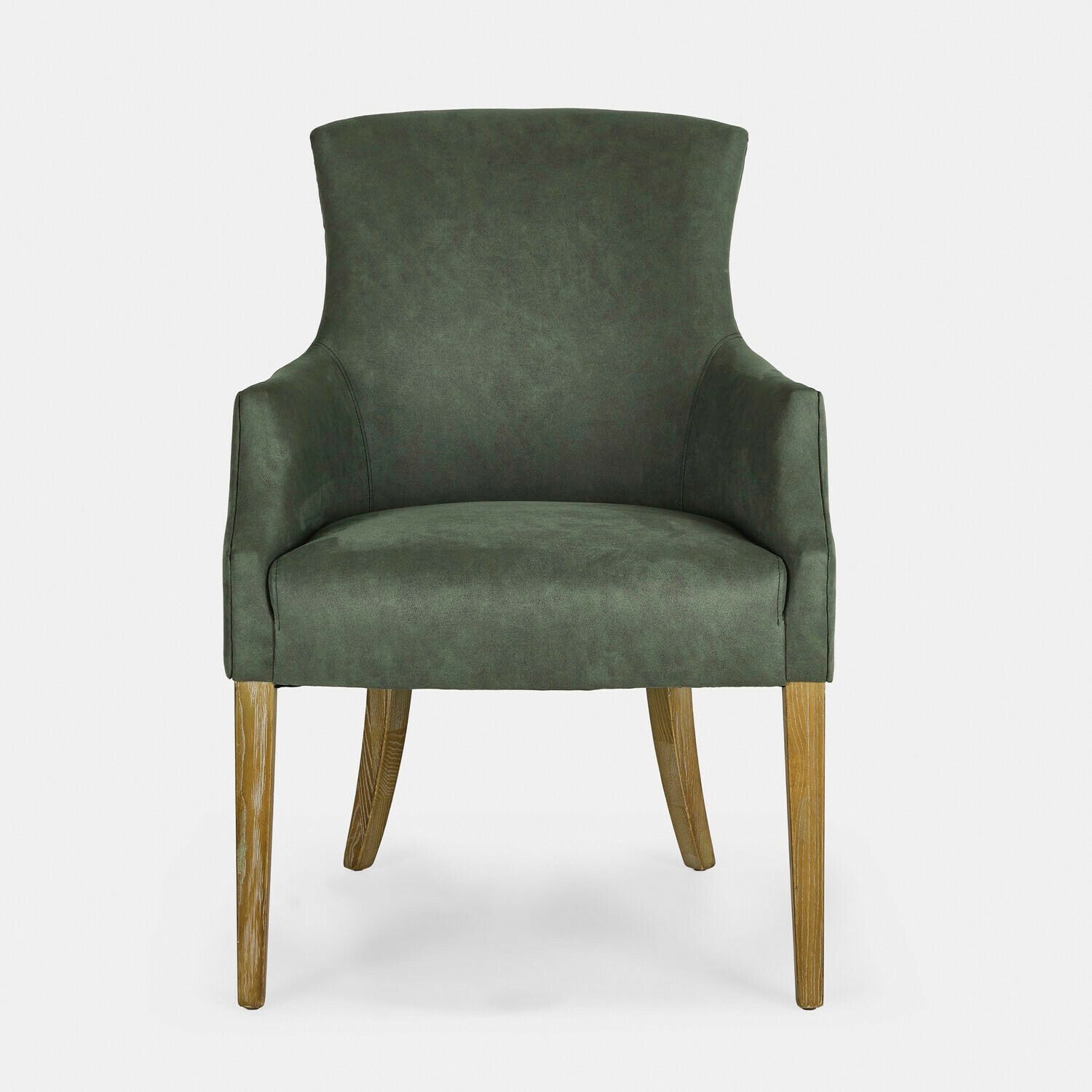 Grüner Hallmere Sessel aus weichem Stoff mit Holzbeinen, bequemer Stuhl fürs Wohnzimmer