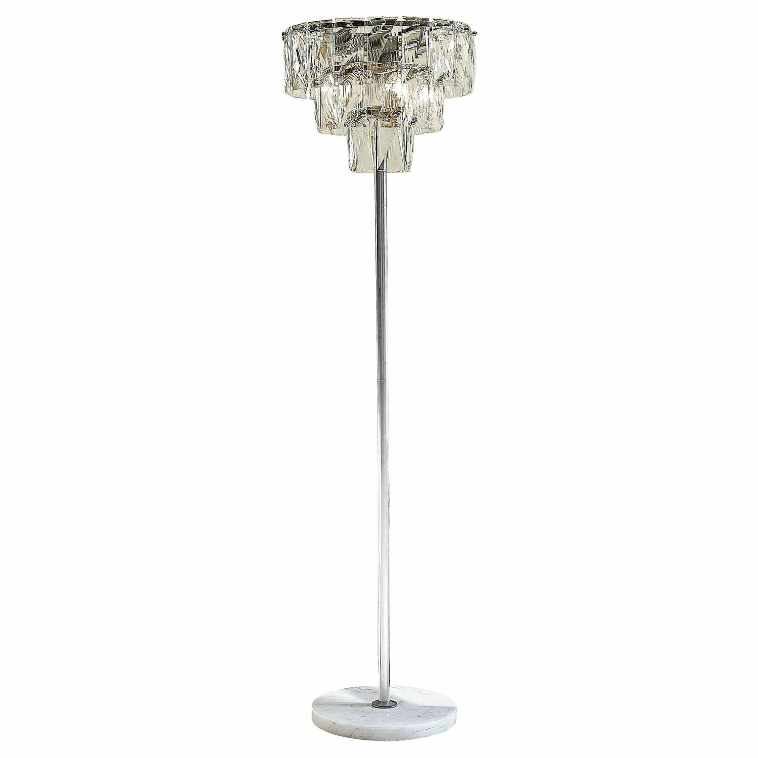 Stehlampe Crystalford Stehlampe mit Kristallschirm und Marmorfuss, Metallgestell, modernes Design