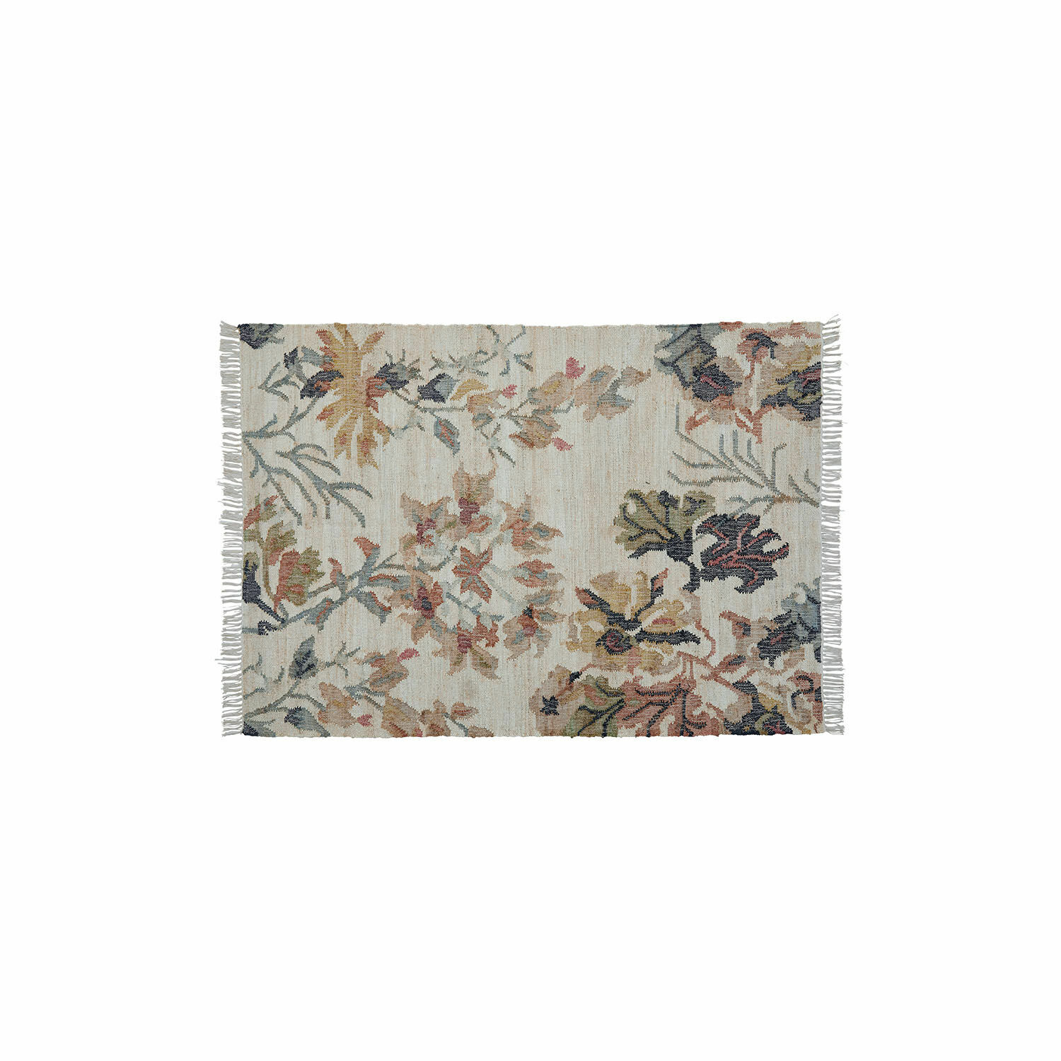 Teppich Osorno Baumwollteppich in Creme mit pastellfarbenem Blumenmuster, dekorativ fürs Wohnzimmer