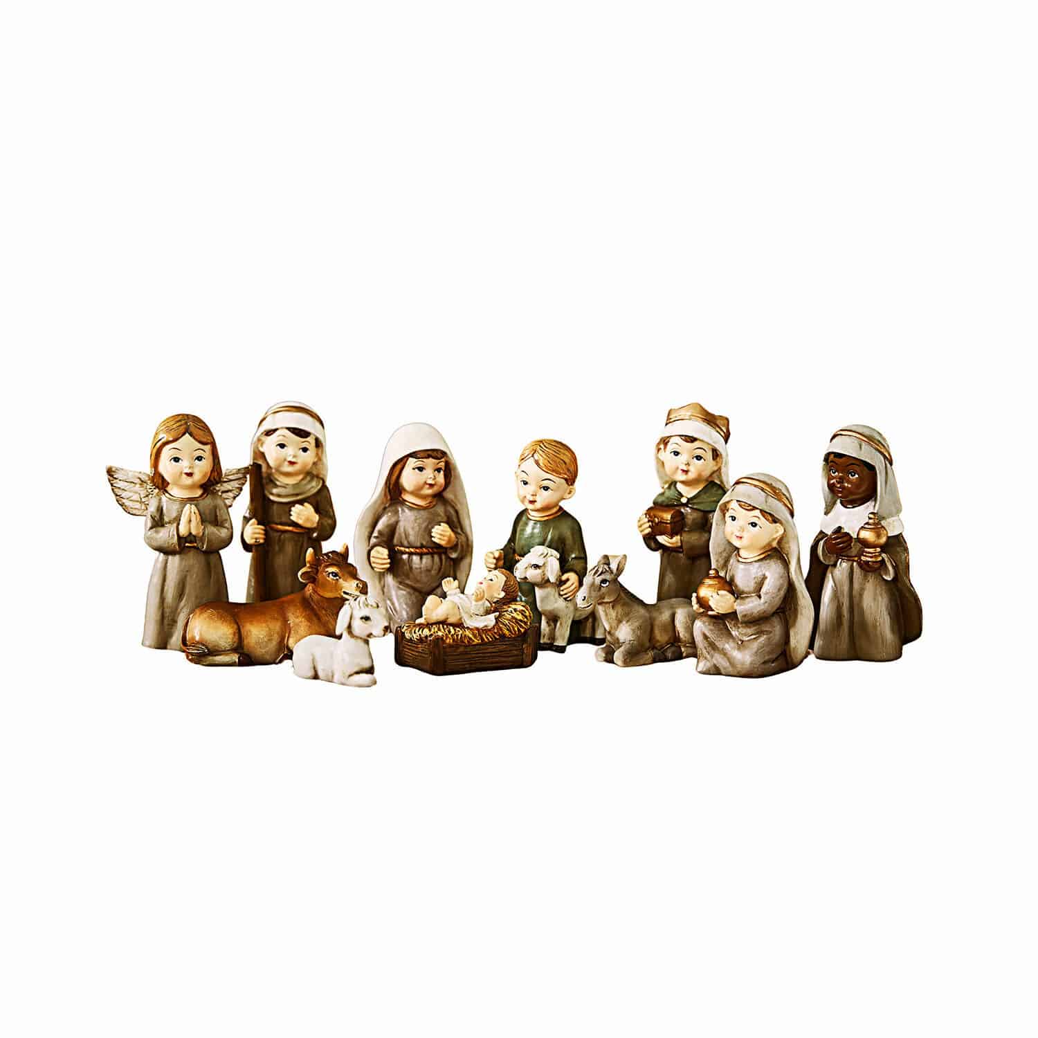 Krippenfiguren 11er Set Kittalee Krippenfiguren-Set aus Keramik in natürlichen Farben, traditionelle Weihnachtsdekoration