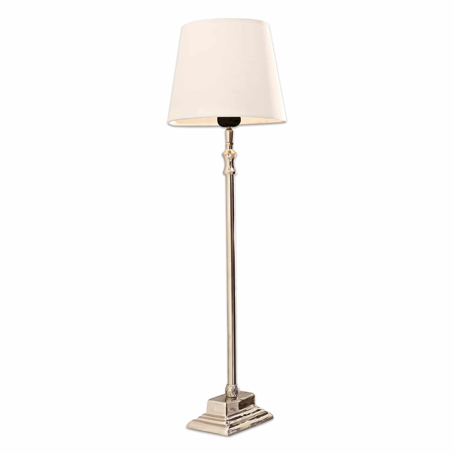 Tischlampe Mayfair Elegante Stehlampe mit Metallfuss und cremefarbenem Lampenschirm für das Wohnzimmer