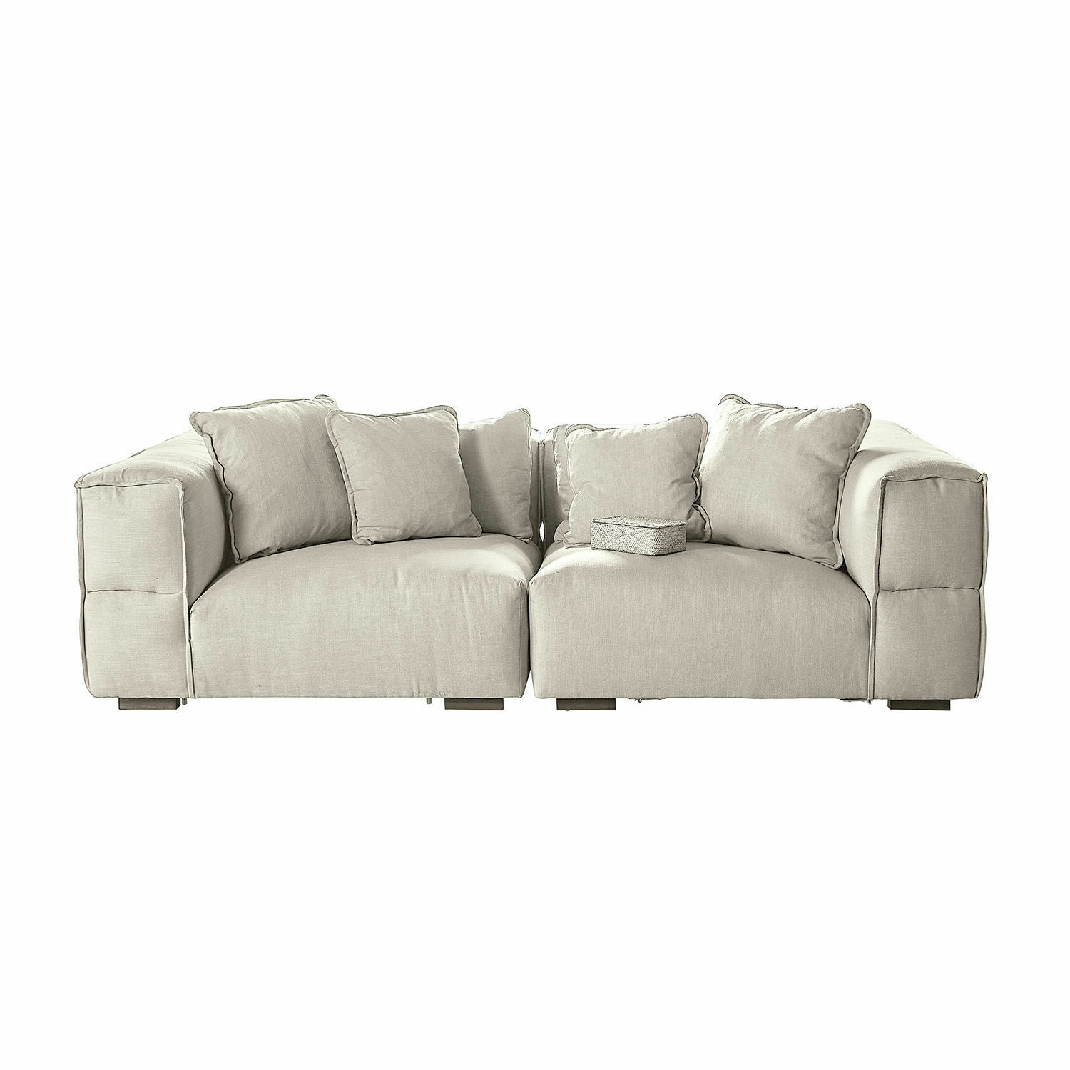 Sofa Gémonville Beiges modulares Stoffsofa mit weichen Kissen, modernes Wohnzimmermöbel