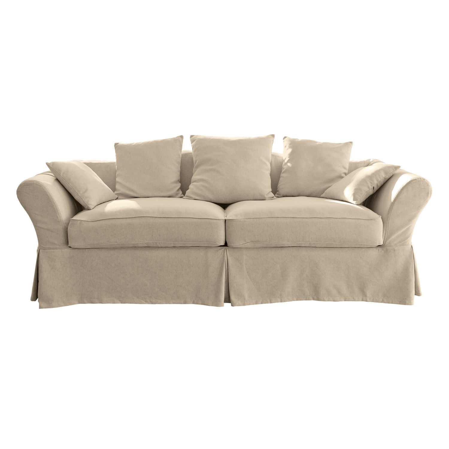 creme Sofa Worcester in Creme aus Stoff mit Kissen, bequeme Couch für das Wohnzimmer, Polstermöbel