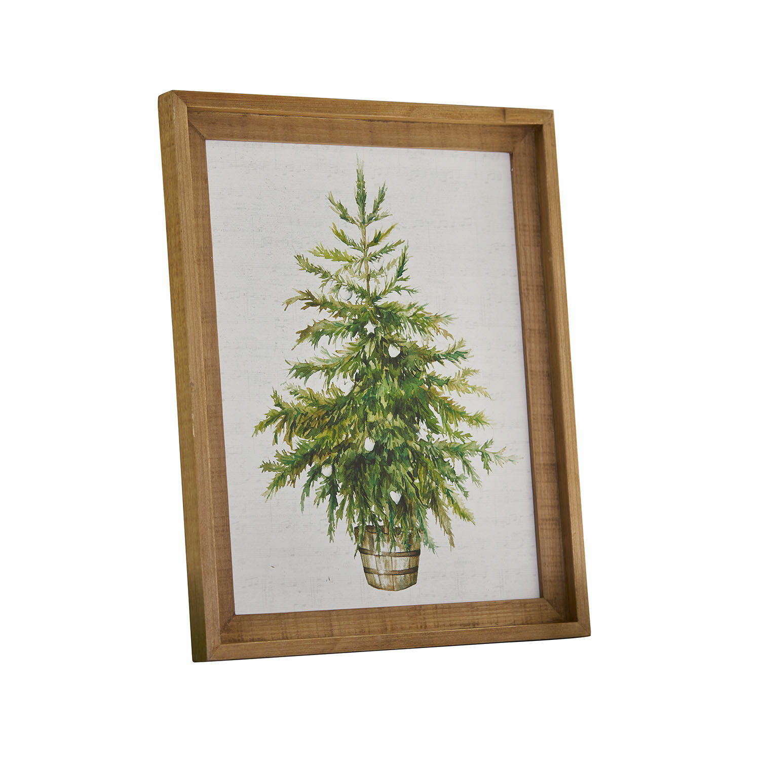 Bild Nadirah Bild mit grünem Baum im Holzrahmen, weihnachtliche Wanddekoration