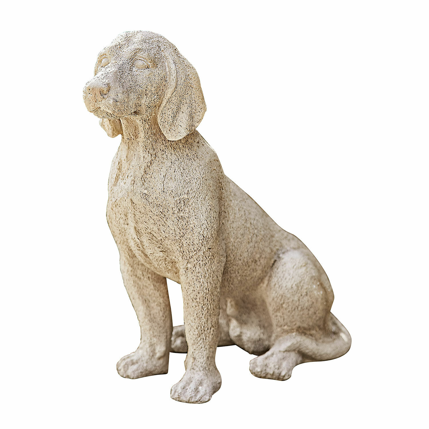 Deko-Hund Albinor Steinerne Hundeskulptur in Beige, Gartendekoration aus Naturmaterialien