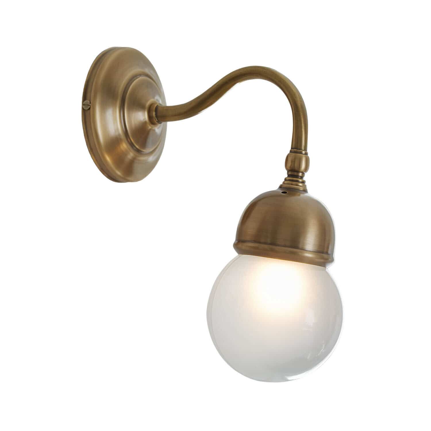 Wandlampe Lamivelle Wandleuchte aus Messing mit mattiertem Glaskugel, klassisches Licht für Wohnzimmer oder Schlafzimmer
