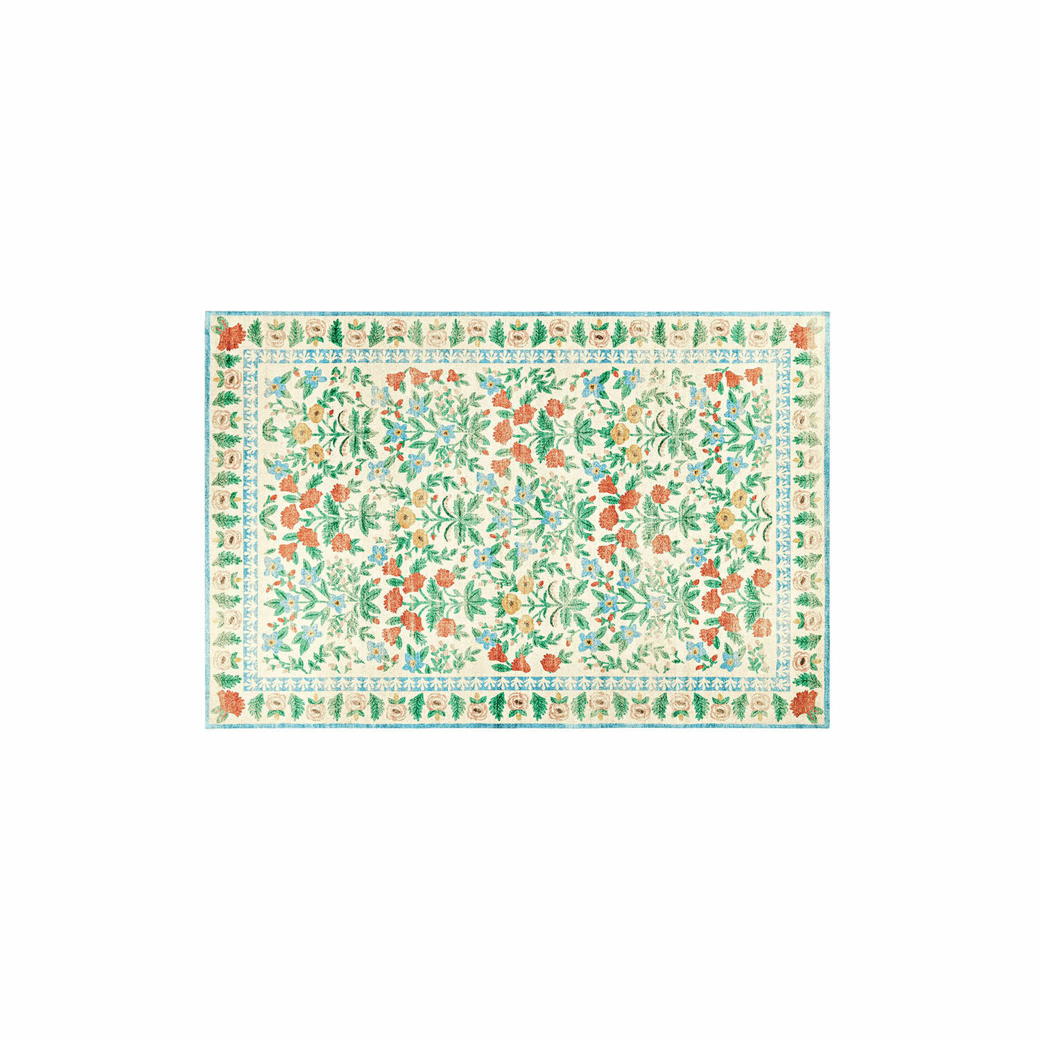 Bunter Teppich Jallorin mit floralem Muster auf hellem Grund, weiches Material, Wohnaccessoire