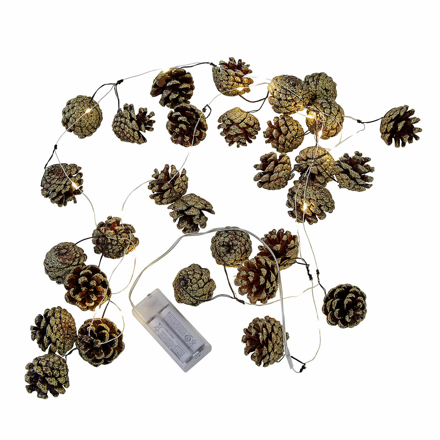 Lichterkette Bannet Lichterkette mit natürlichen Zapfen, goldglitzernd und weissen LED-Lichtern zur Dekoration