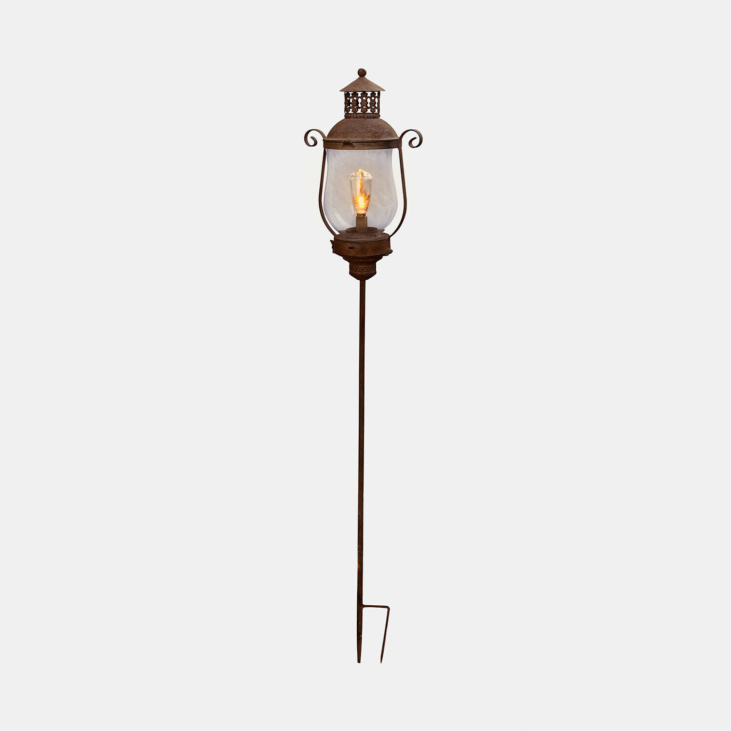 Wiederaufladbare LED-Laterne Volanaïs Dekorative Gartenlaterne aus rostigem Metall mit klarem Glas und warmem Licht