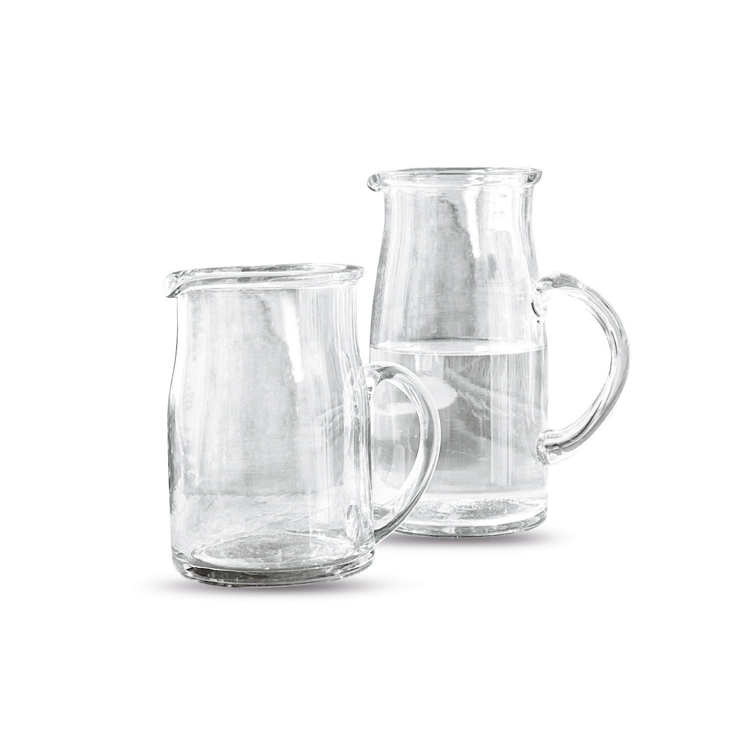 Krug 2er Set Janka Set aus zwei transparenten Glaskrügen mit minimalistischem Design für Getränke