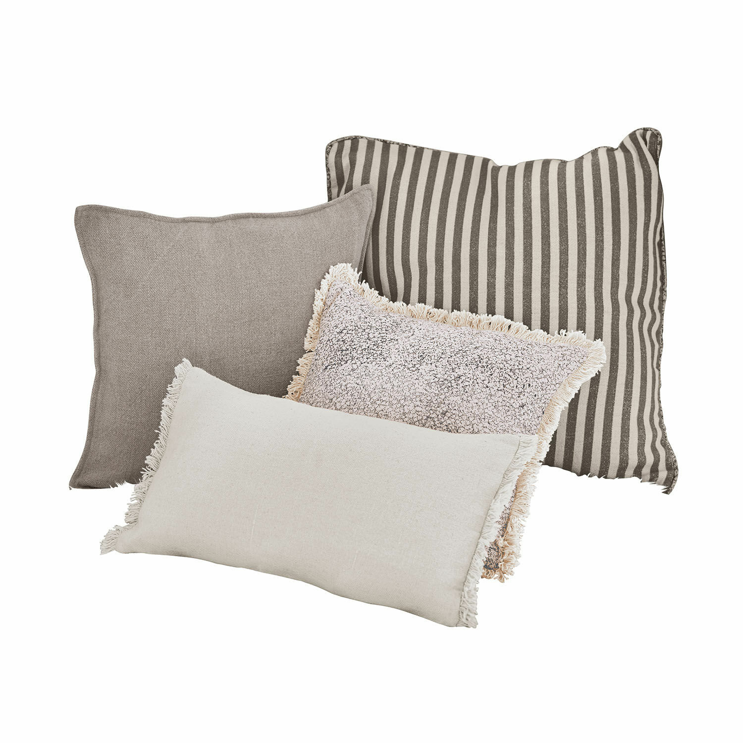 grau/weiss 4er-Set Kissen Valenciennes in Grau und Weiss, dekorative Wohntextilien fürs Wohnzimmer
