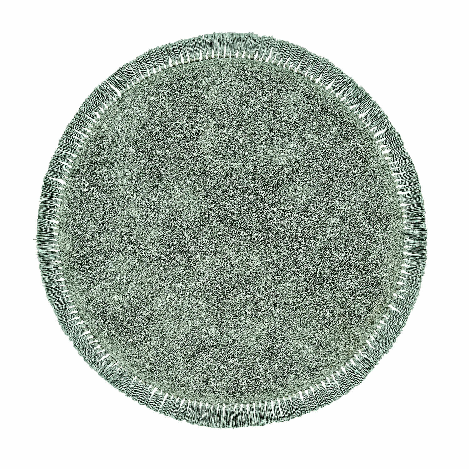Teppich Ivalex Runder grüner Teppich aus weichem Material mit Fransen am Rand, Wohnaccessoire