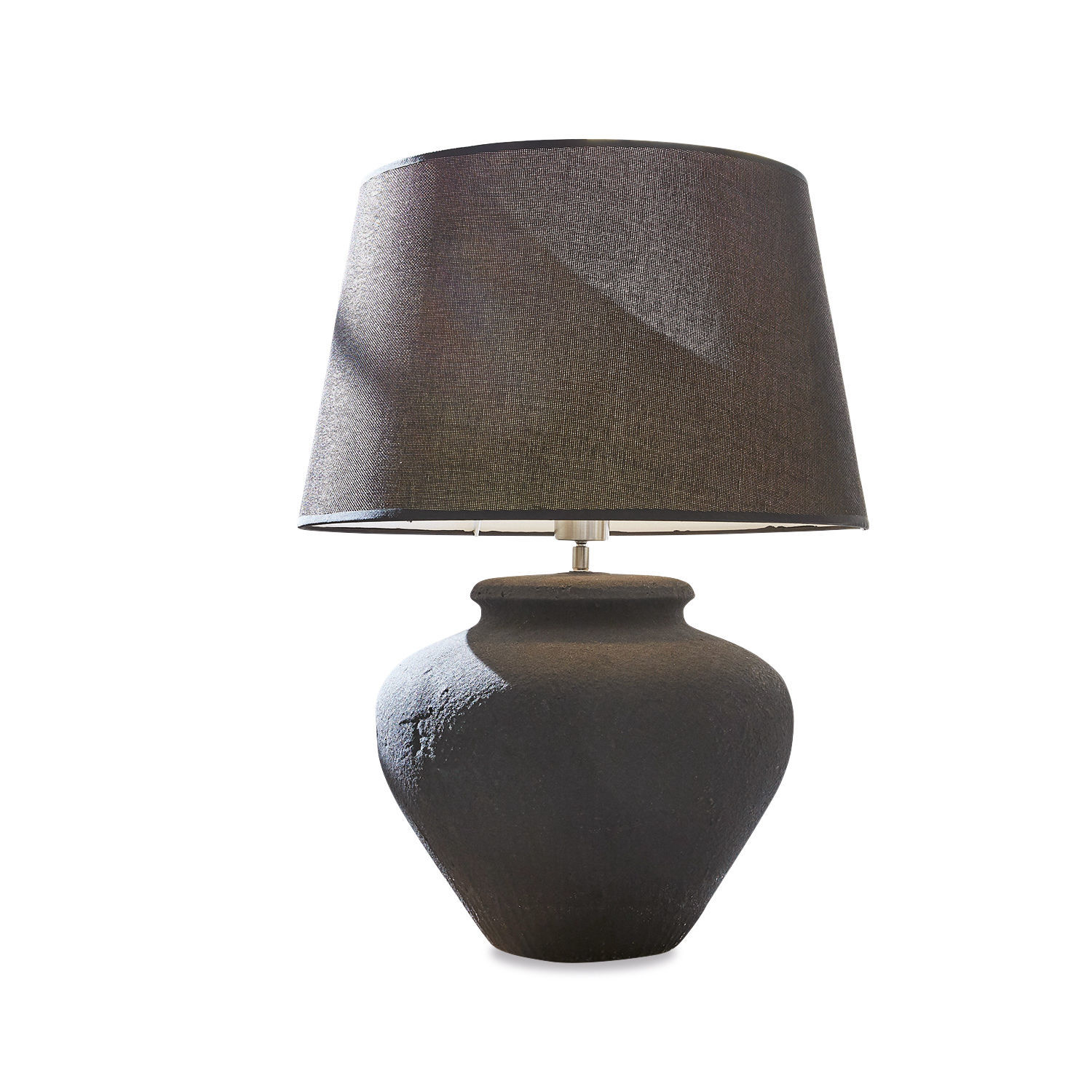 Tischlampe Bandol Schwarze Tischlampe mit Stoffschirm und Keramikfuss, moderner Klassiker der Wohnraumbeleuchtung