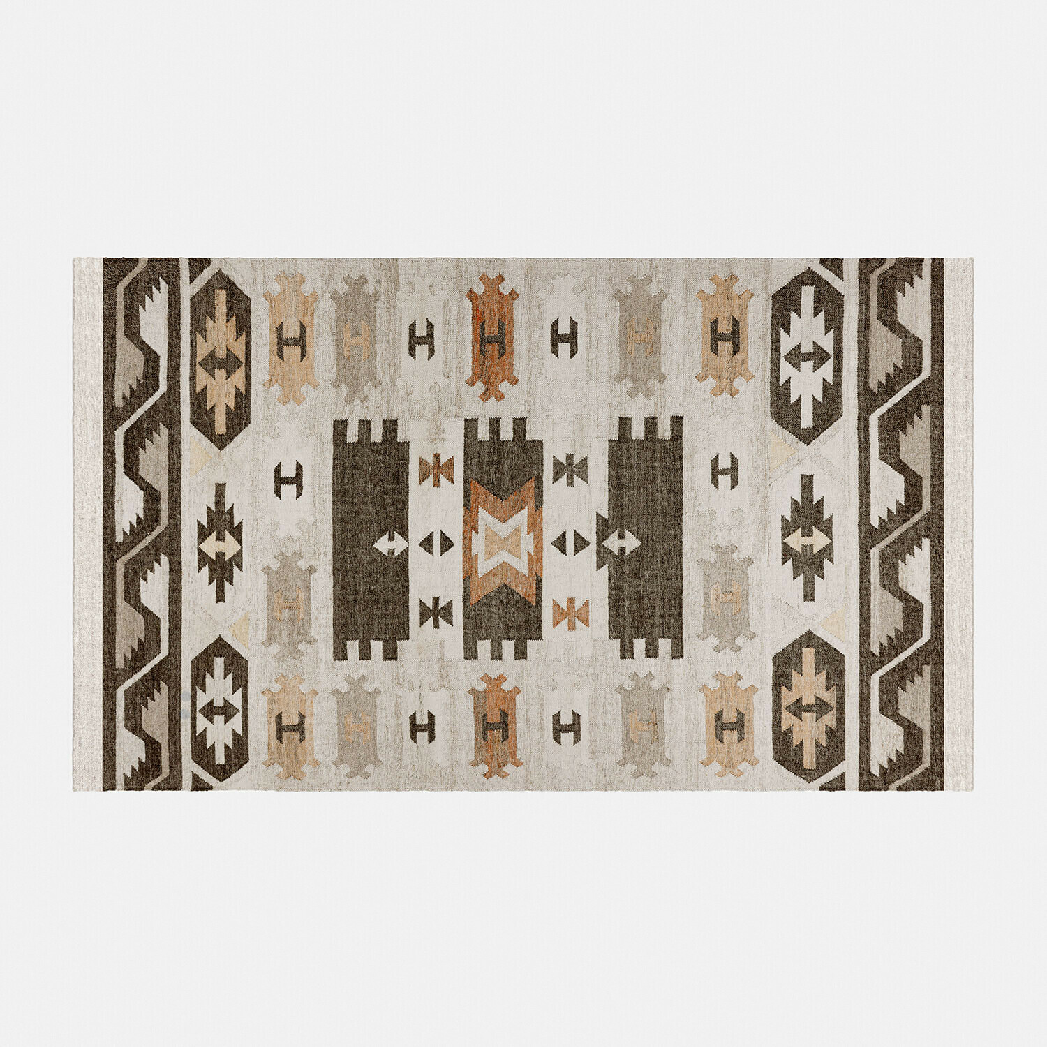 Bunter Outdoor-Teppich Selamir mit geometrischem Muster in Braun- und Beigetönen