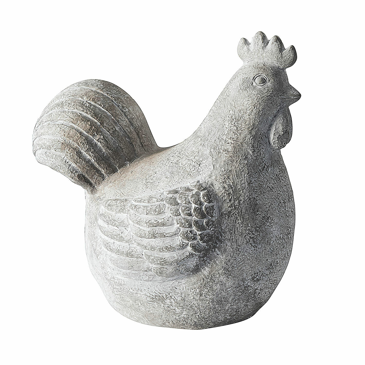 Deko-Henne Roselique Dekorative Hühnerfigur aus grauem Stein mit rustikalem Aussehen für Garten oder Innenraum