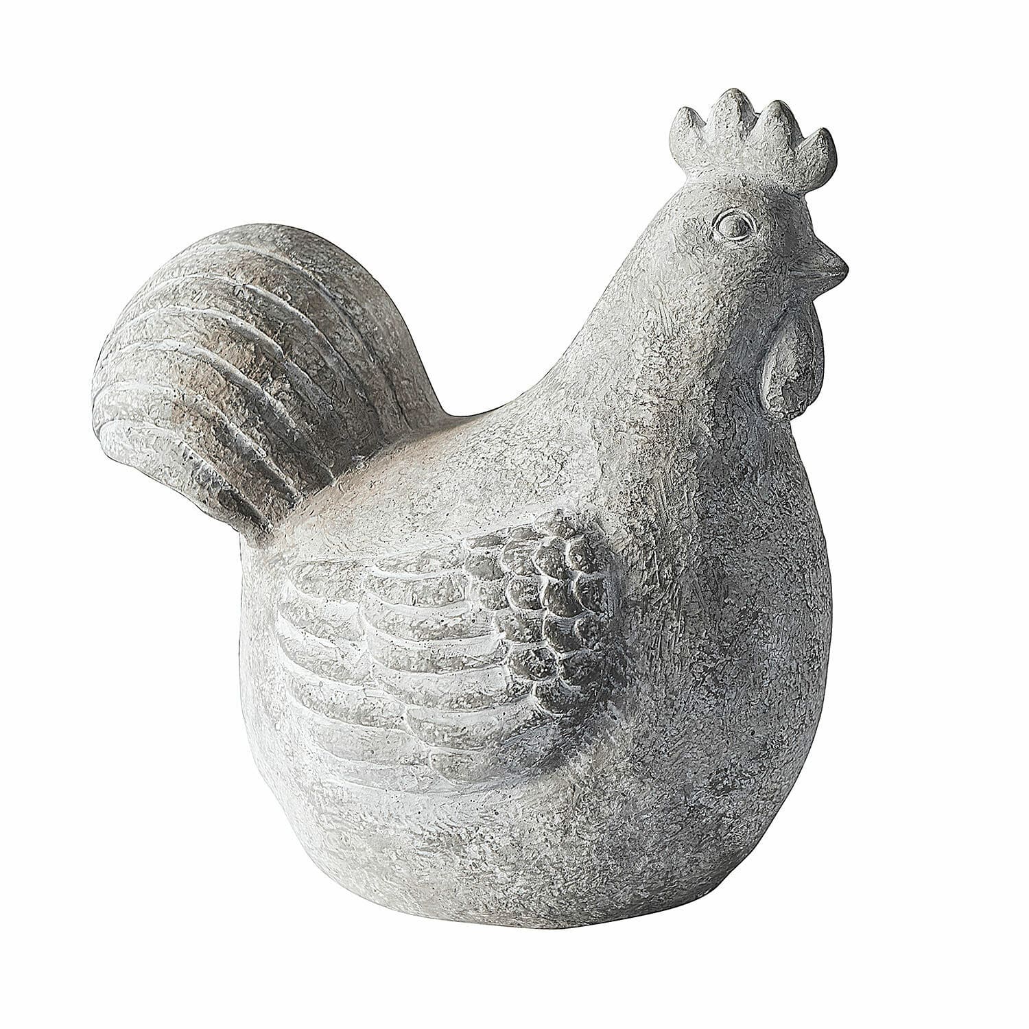 Deko-Henne Roselique Dekorative Hühnerfigur aus grauem Stein mit rustikalem Aussehen für Garten oder Innenraum