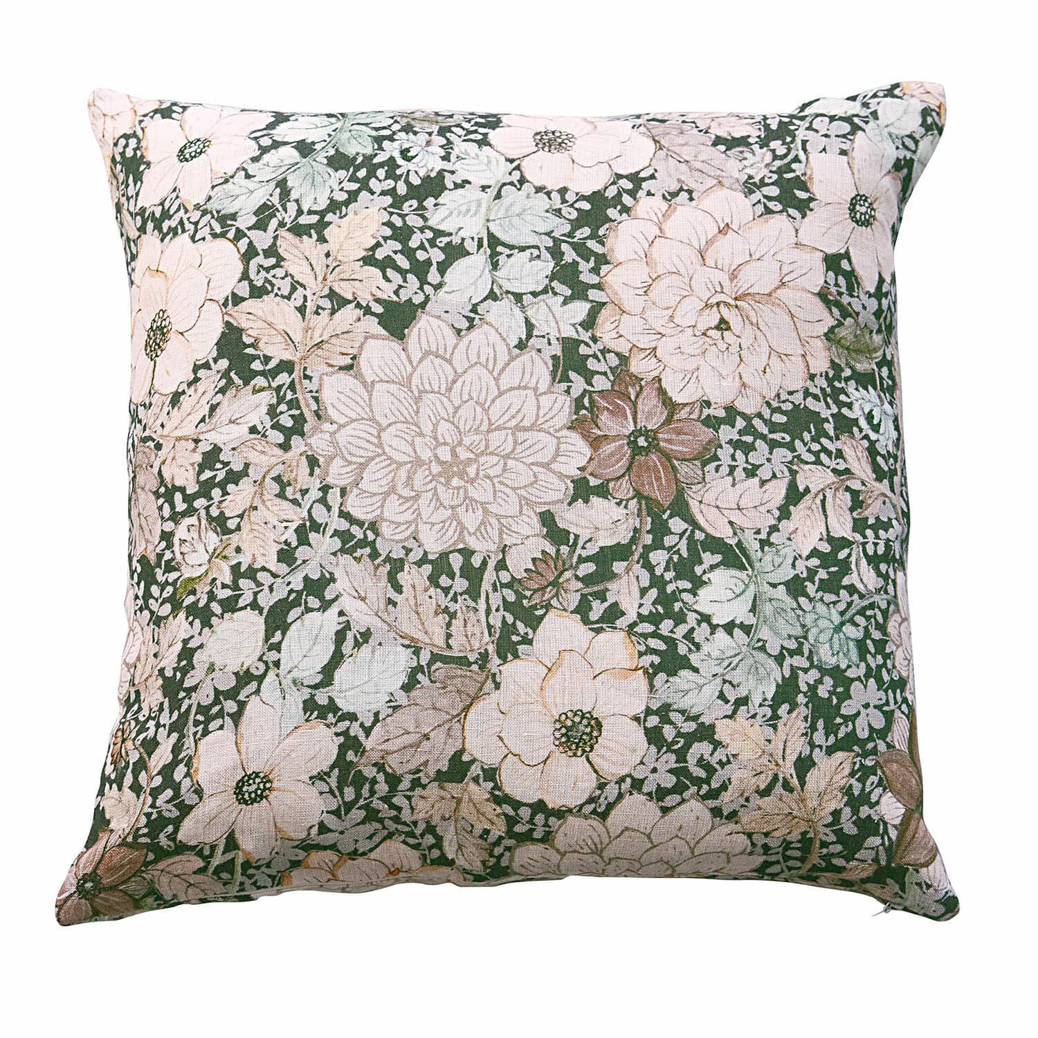 Kissenhülle Cappellina Dekoratives Baumwollkissen mit grün-beigem Blumenmuster für Wohn- und Schlafzimmer