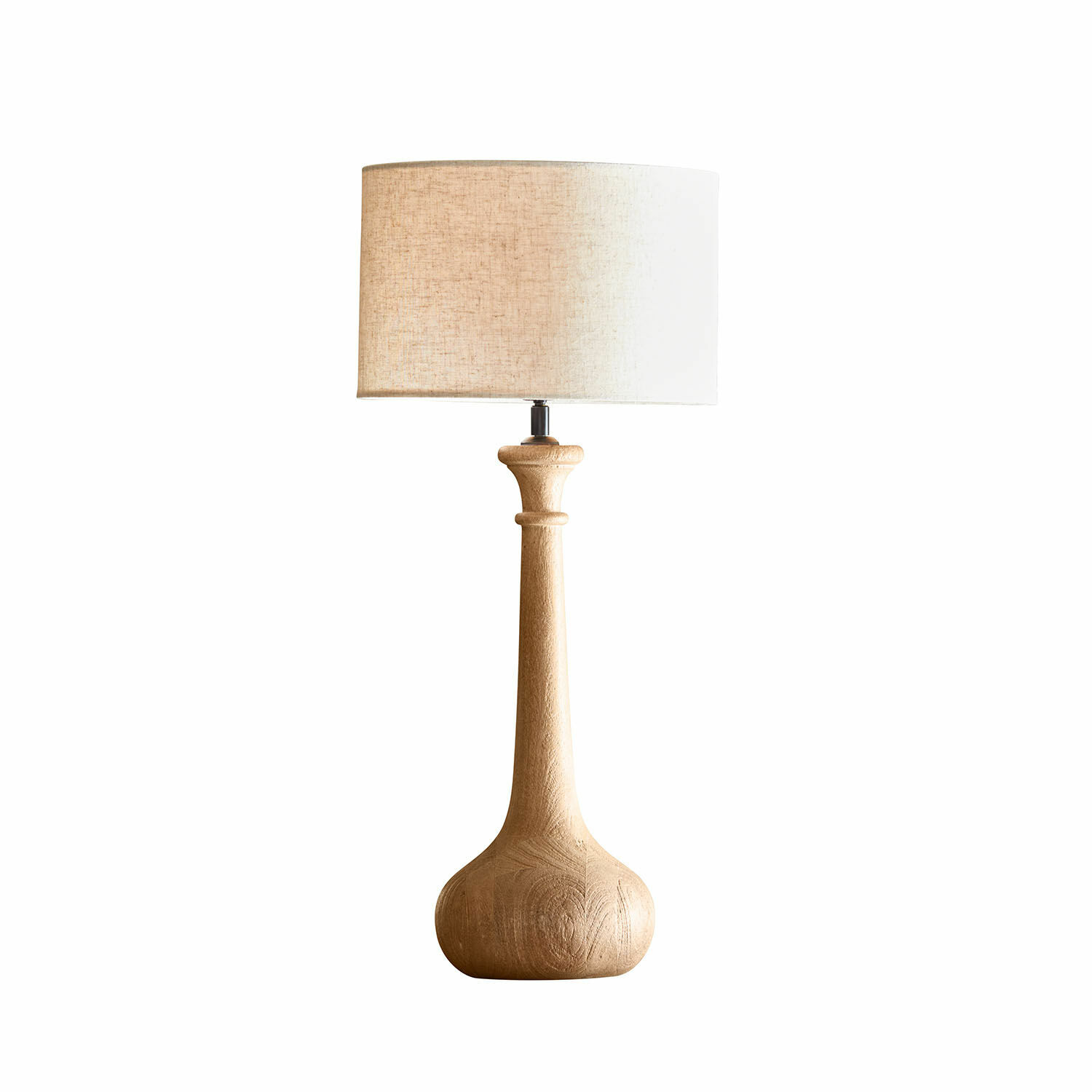 Tischlampe Andrées Tischlampe mit Holzfuss und beigem Stoffschirm, dekorative Wohnraumbeleuchtung
