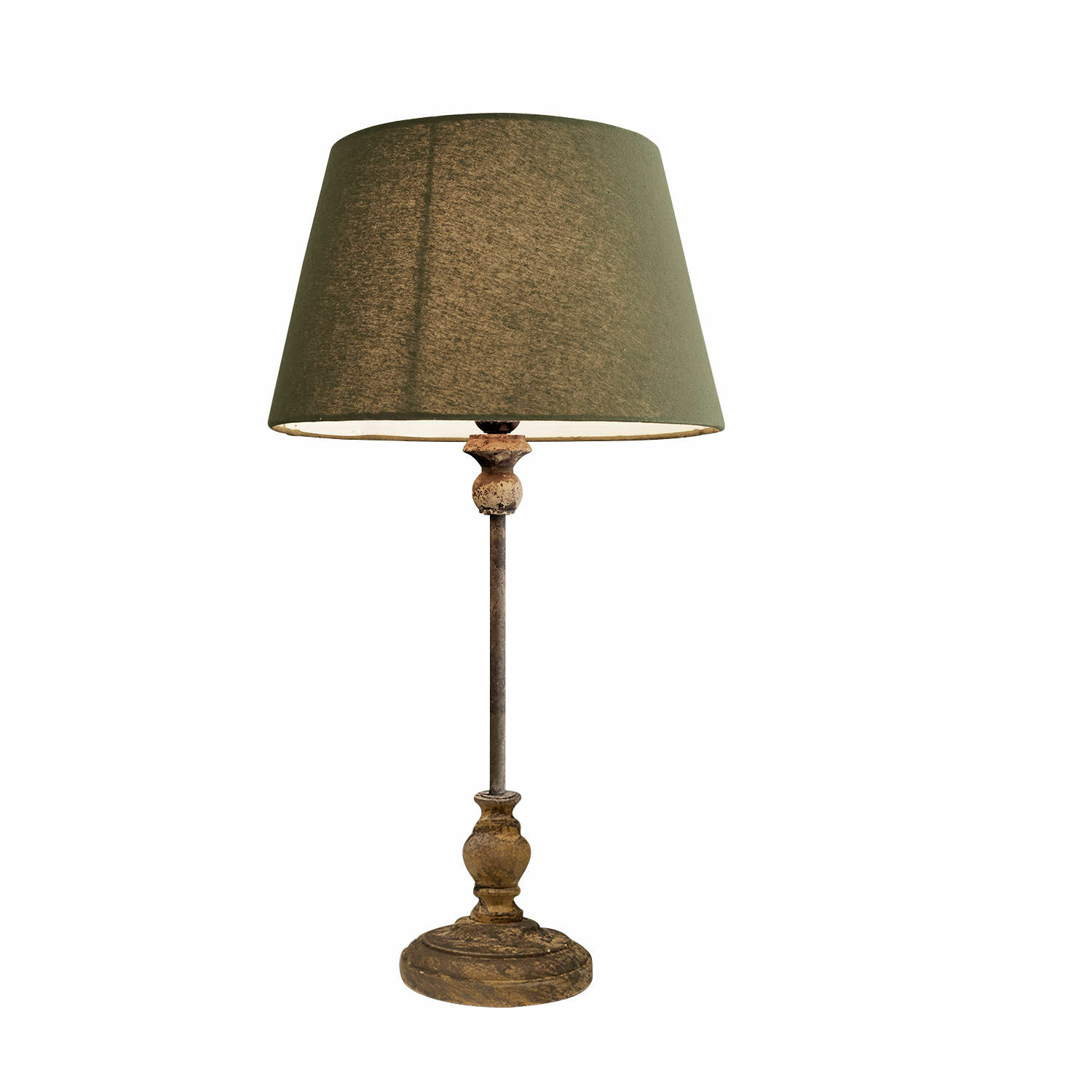 Tischlampe Karlora Tischlampe mit braunem Stoffschirm und antik wirkendem Holzfuss zur Wohnraumbeleuchtung