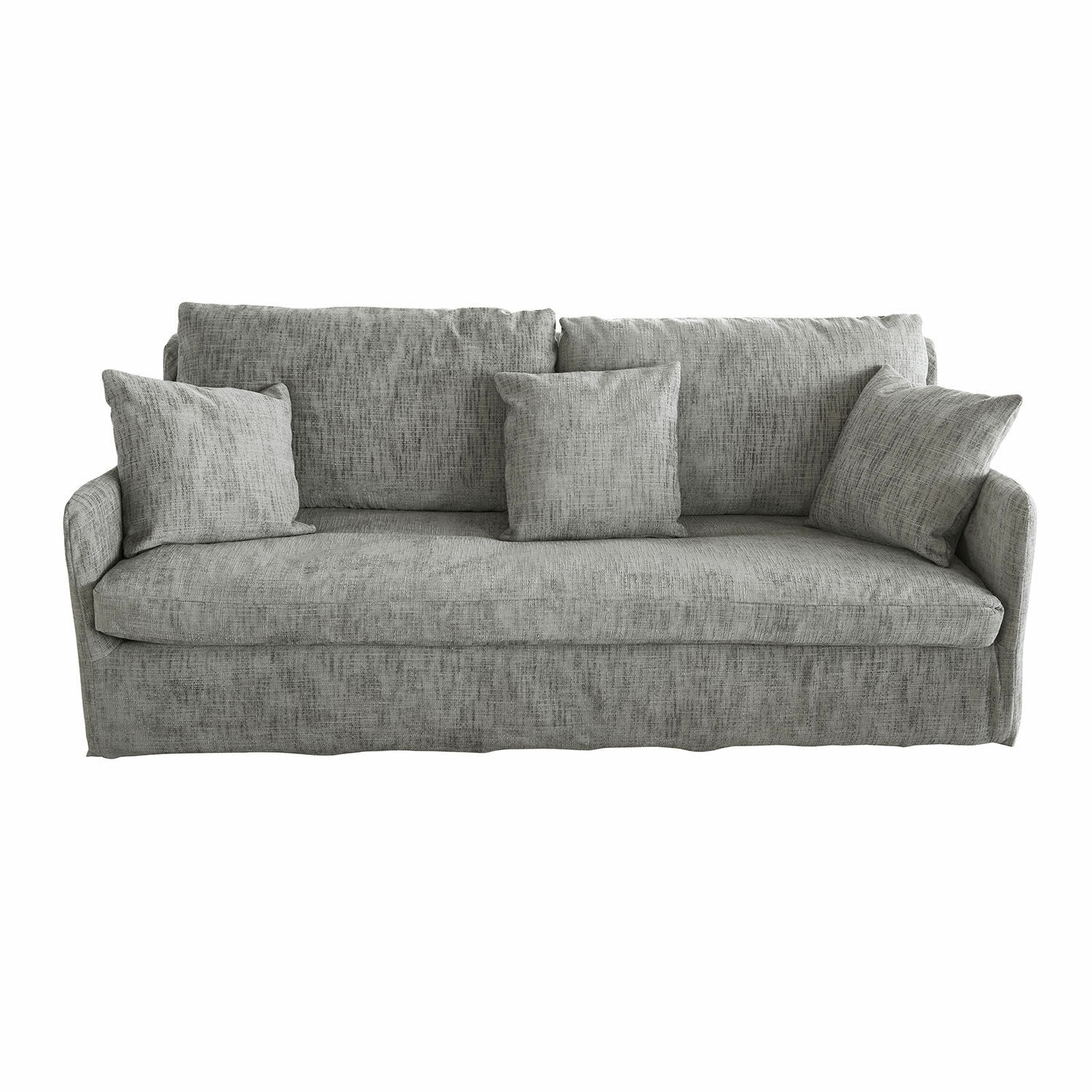 grau Graues Shadowfield-Sofa aus Stoff mit drei Kissen, modernes Wohnzimmermöbel zum Entspannen