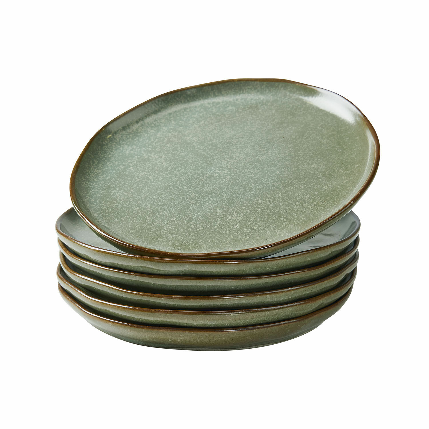 türkis/braun 6-teiliges Dessertteller-Set Biarritz aus Keramik in Türkis und Braun für stilvolles Servieren