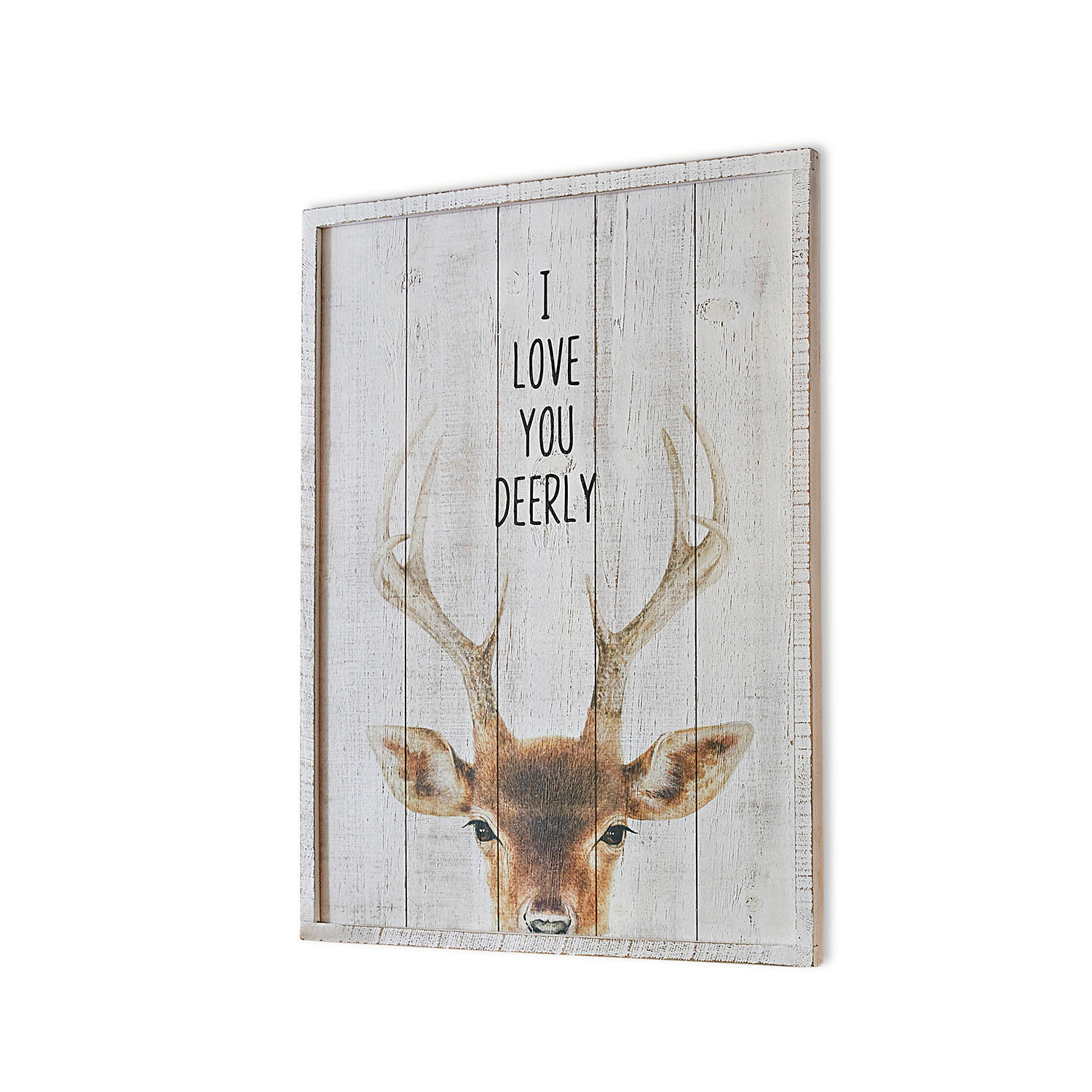 Dekoboard Savona Holz-Wanddekoration mit Schriftzug I love you deerly und Hirschkopf in natürlichen Farben
