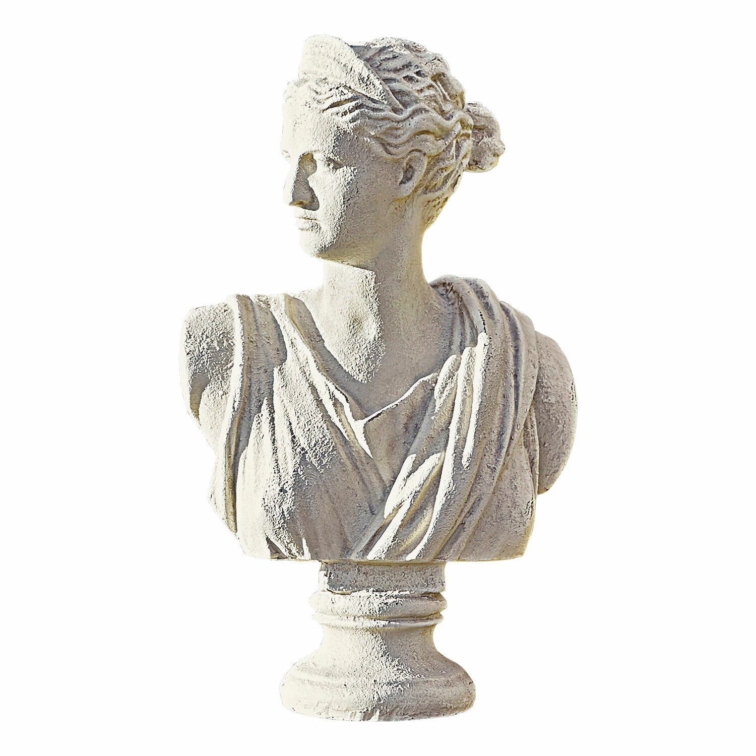 Büste Ellora Weisse Gipsbüste einer Frau im klassischen Stil zur Dekoration von Innenräumen und Gärten