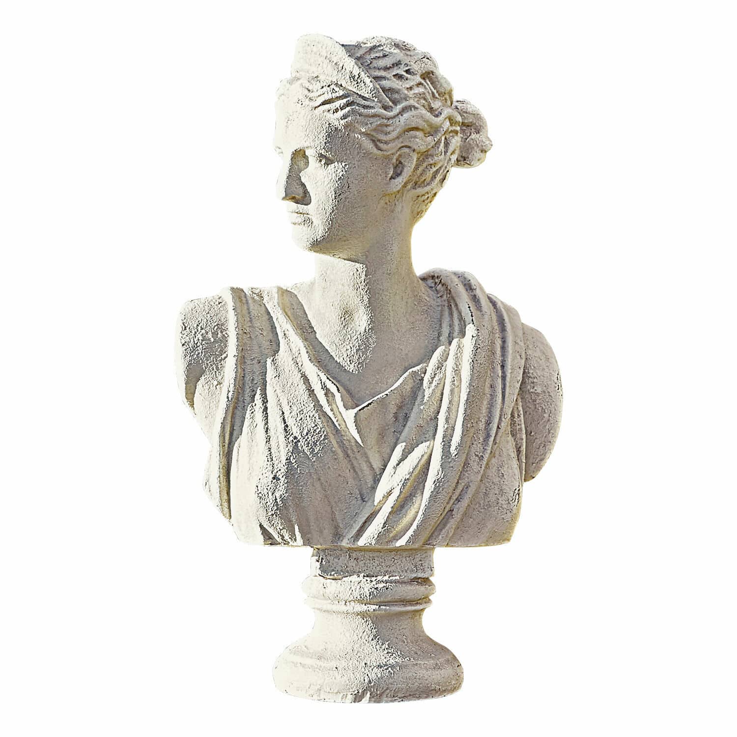Büste Ellora Weisse Gipsbüste einer Frau im klassischen Stil zur Dekoration von Innenräumen und Gärten