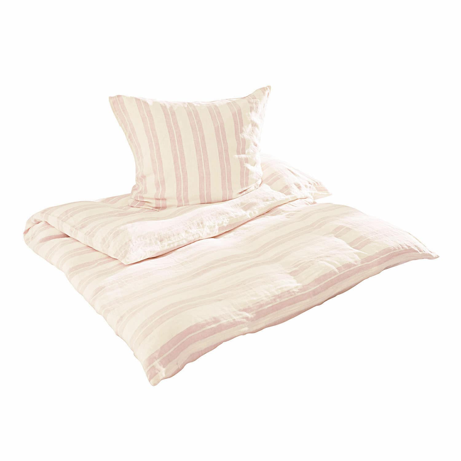 Bettwäsche Leinenbettwäsche mit creme-rosafarbenen Streifen, weich und atmungsaktiv für das Schlafzimmer