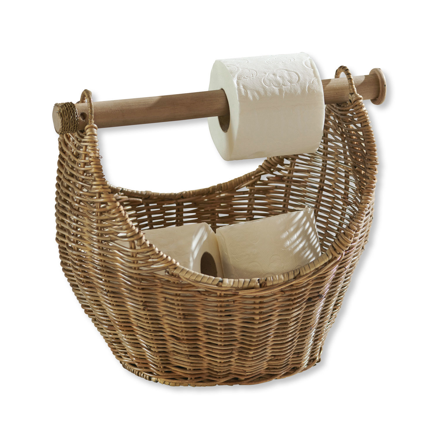Toilettenpapierhalter Liope Natürlicher Rattankorb mit Halterung für Toilettenpapier und zusätzlichen Rollen