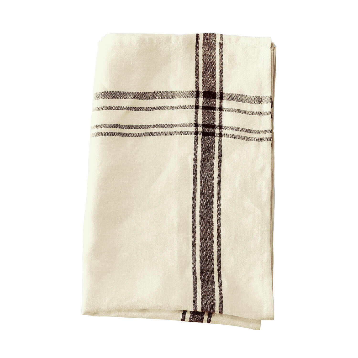 Leinen-Geschirrtuch in Creme mit braunem Streifenmuster, praktisches Küchentextil