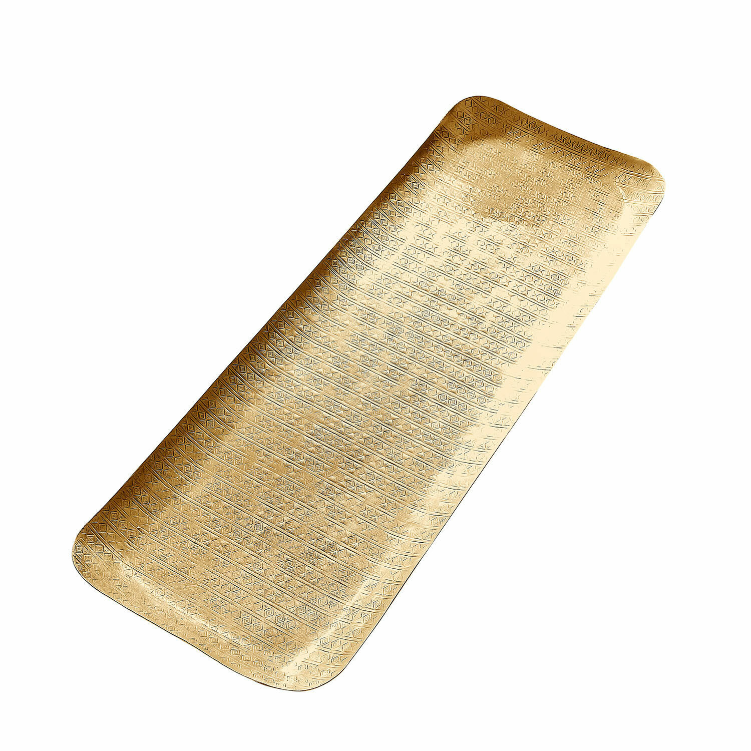 antikgold Rechteckiges Tablett Lodine in antikgold mit feinem Muster, dekoratives Metall-Accessoire