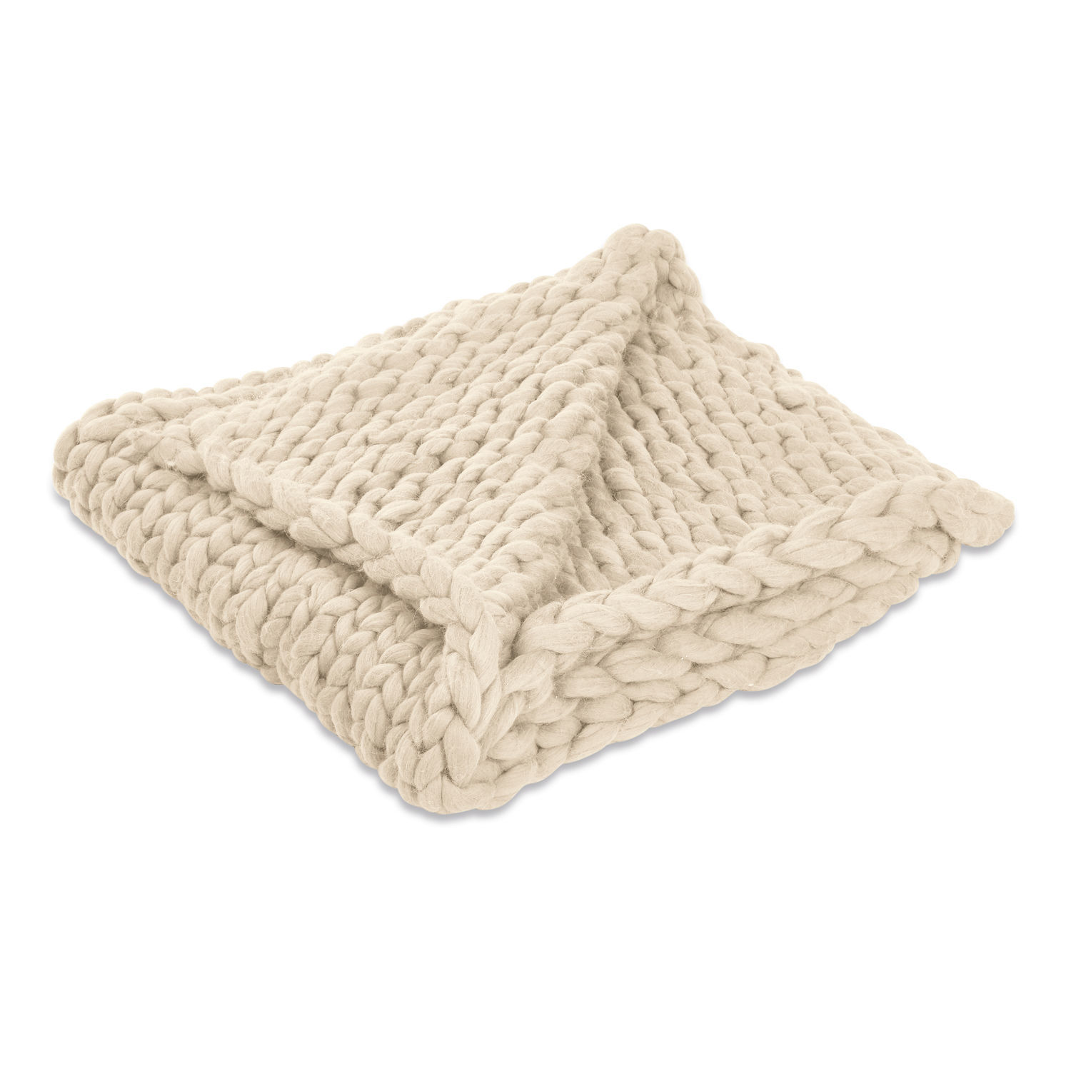 Plaid Reidous Dicke cremefarbene Decke mit grobem Strickmuster, weich und warm für Wohnzimmer und Schlafzimmer.