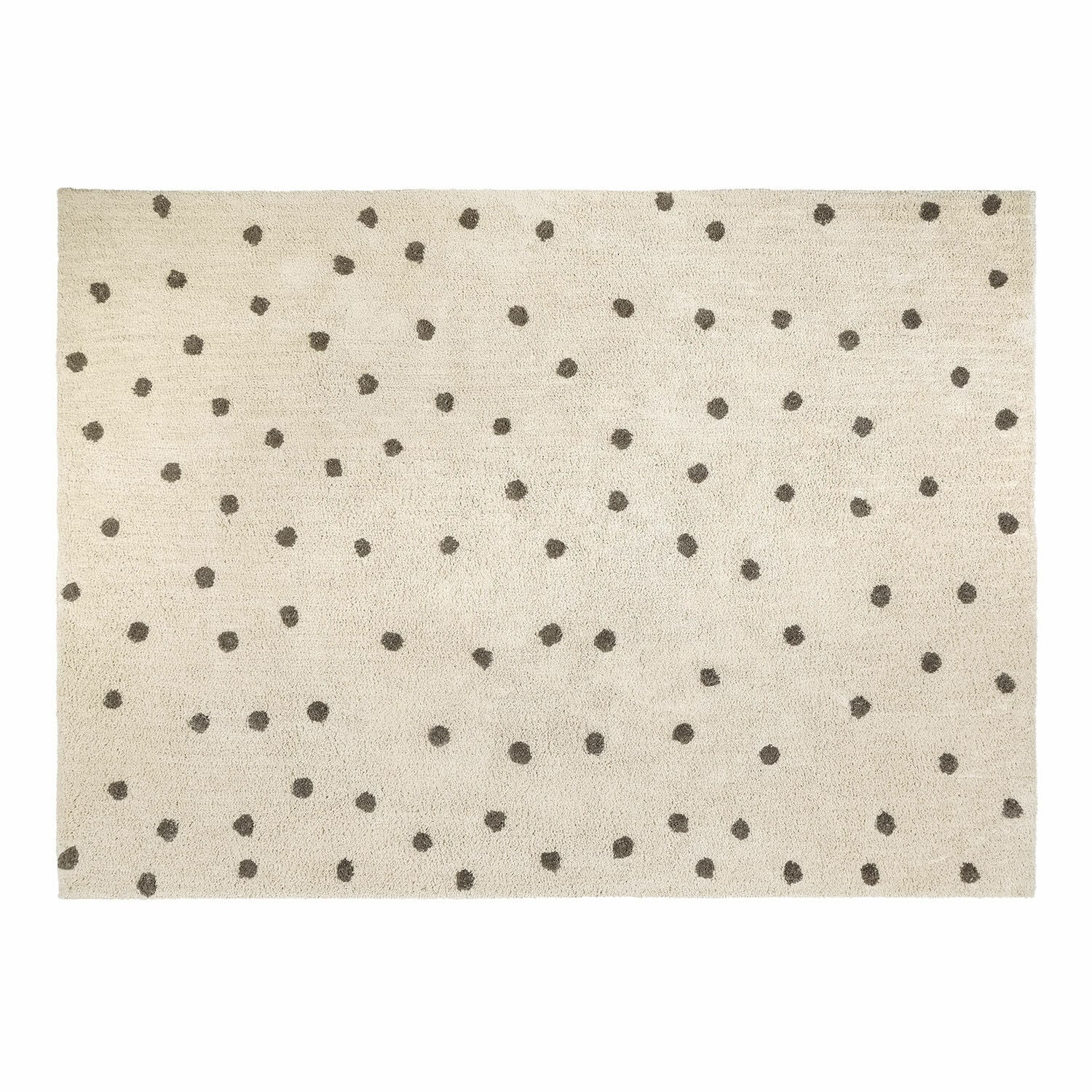 Teppich Thivalie Beiger Teppich aus weichem Material mit dunklen Punkten, modernes Wohnzimmerdesign.