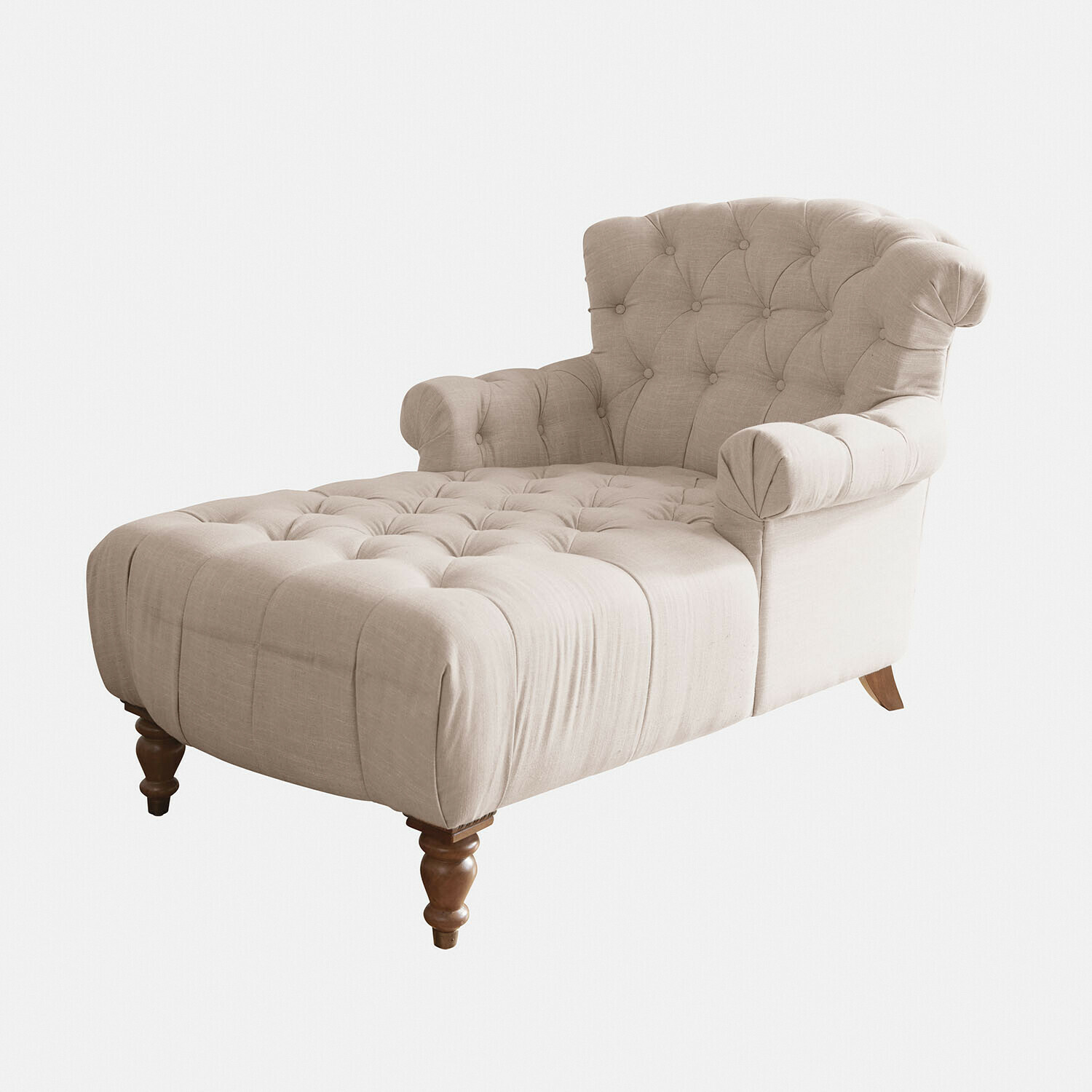 beige/braun Beige gepolsterte Chaiselongue Springfield Village mit Holzfüssen für das Wohnzimmer