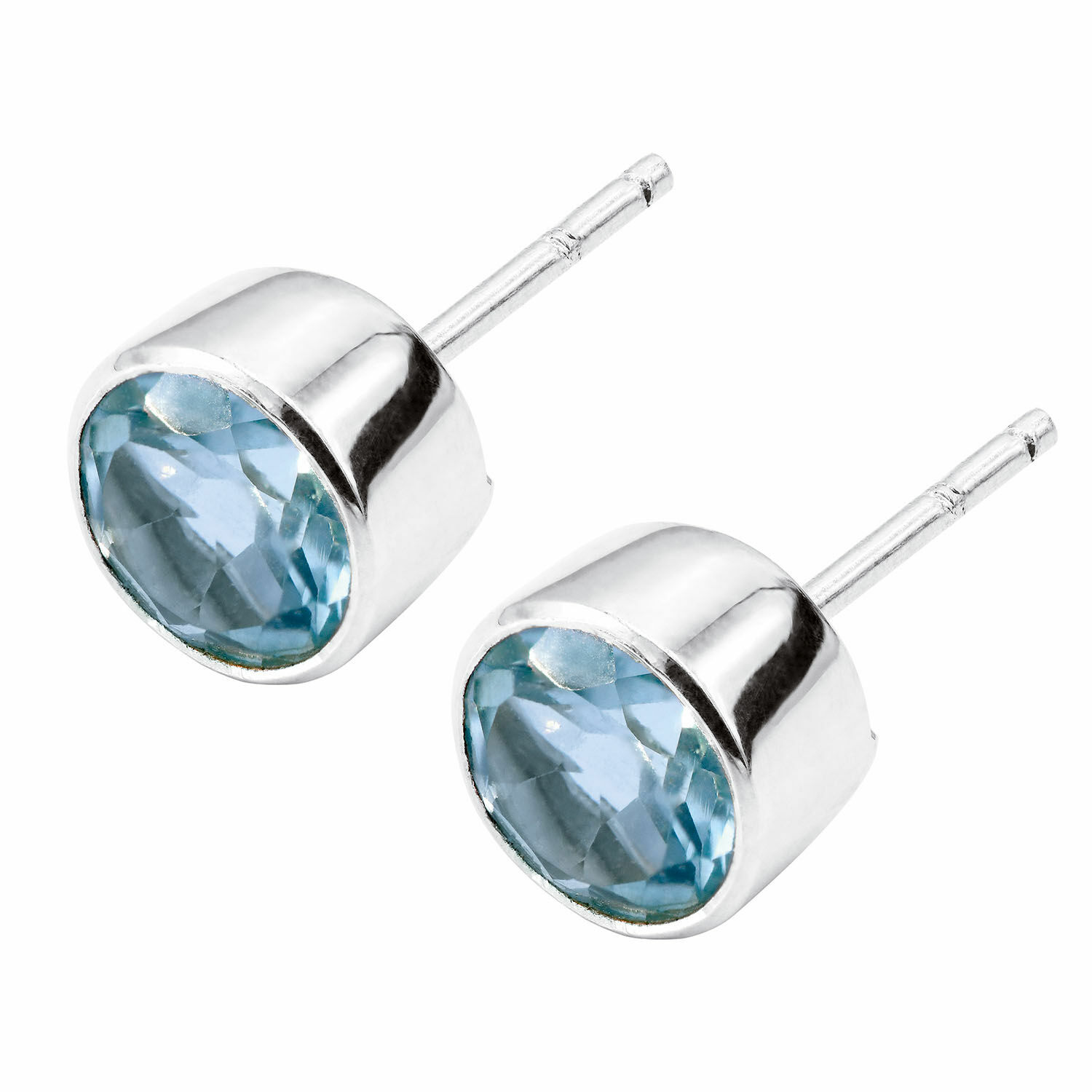 Ohrringe Lilianne Silberne Ohrstecker mit blauem facettiertem Stein, eleganter Damenschmuck