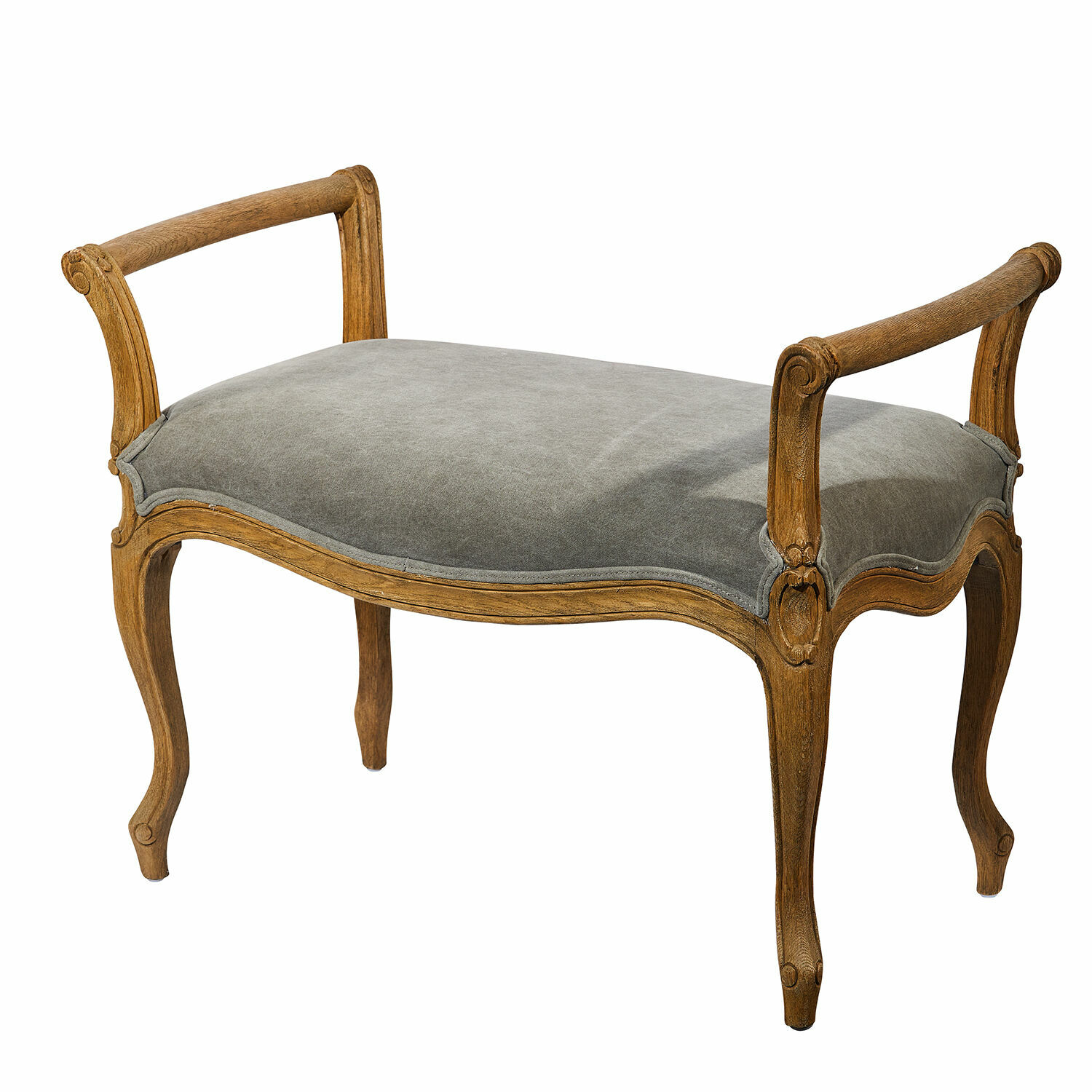 grau Bank Pierremont mit grauem Polster und Holzrahmen im Vintage-Stil für das Wohnzimmer