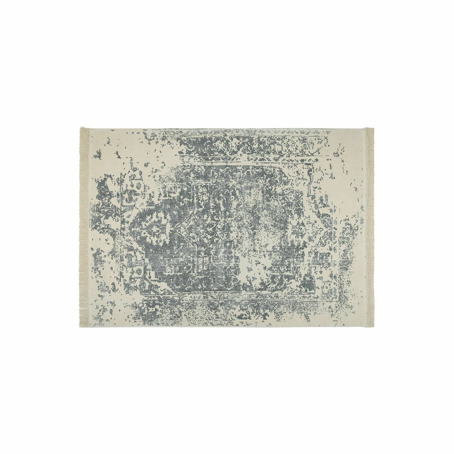 Teppich Lortet Baumwollteppich in Creme und Grau mit dezentem Vintage-Muster für das Wohnzimmer