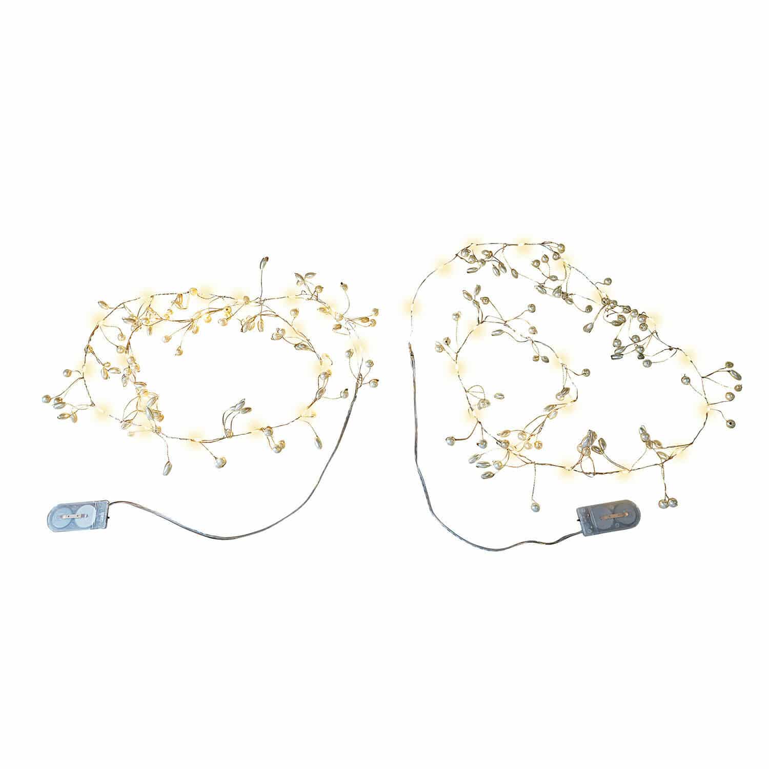 Lichterkette 2er Set Drivale Zarte LED-Lichterkette mit dekorativen Zweigen in warmem Licht für Wohn- und Festdekoration