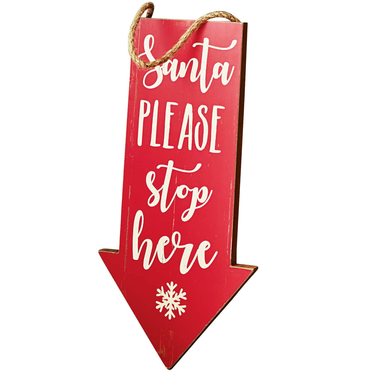 Dekoboard Saint Rotes Holzschild in Pfeilform mit Weihnachtsbeschriftung und Aufhängeschnur