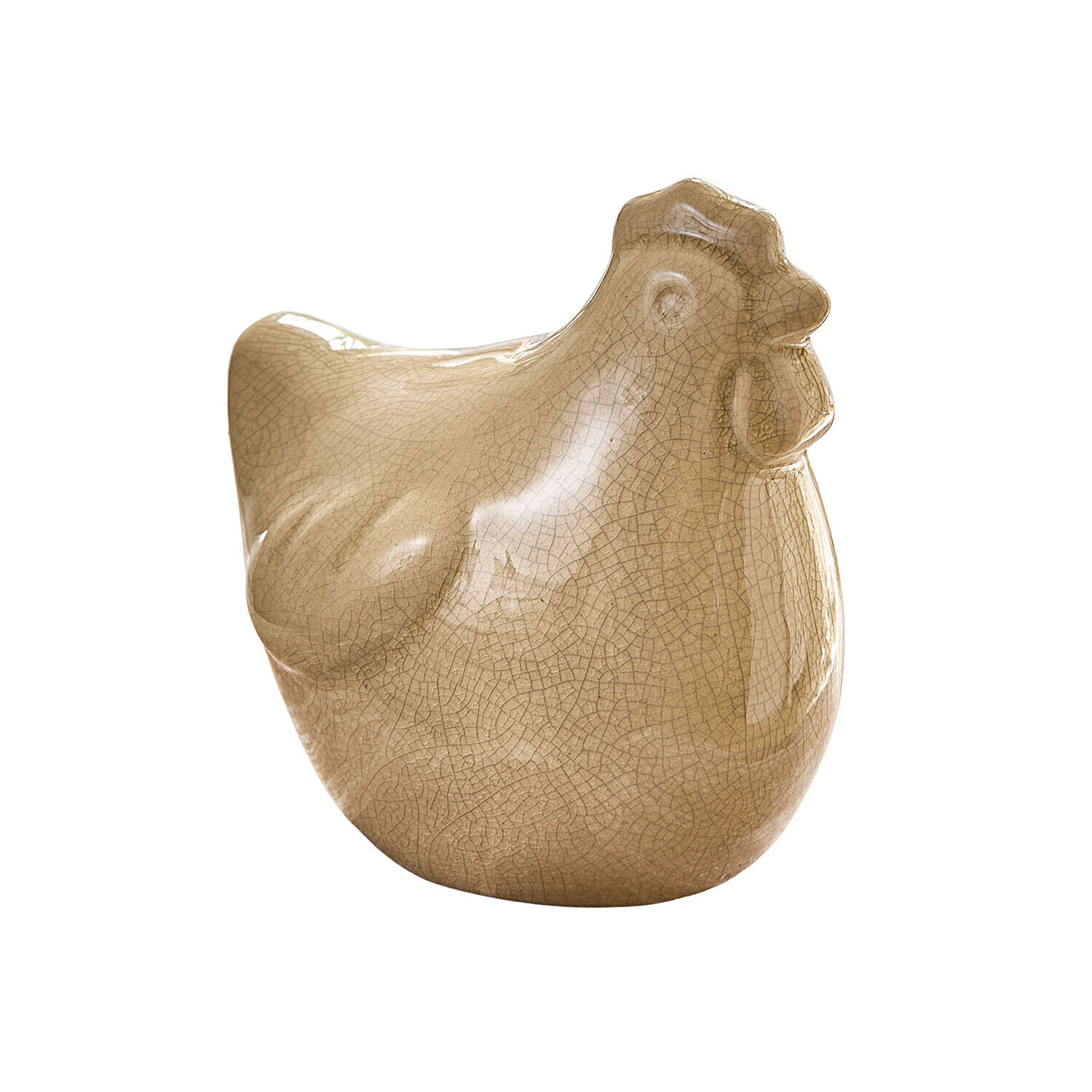 Deko-Huhn Roisenn Beige Keramik-Hühnerfigur mit feiner Rissglasur, dekorativer Akzent für Haus und Garten