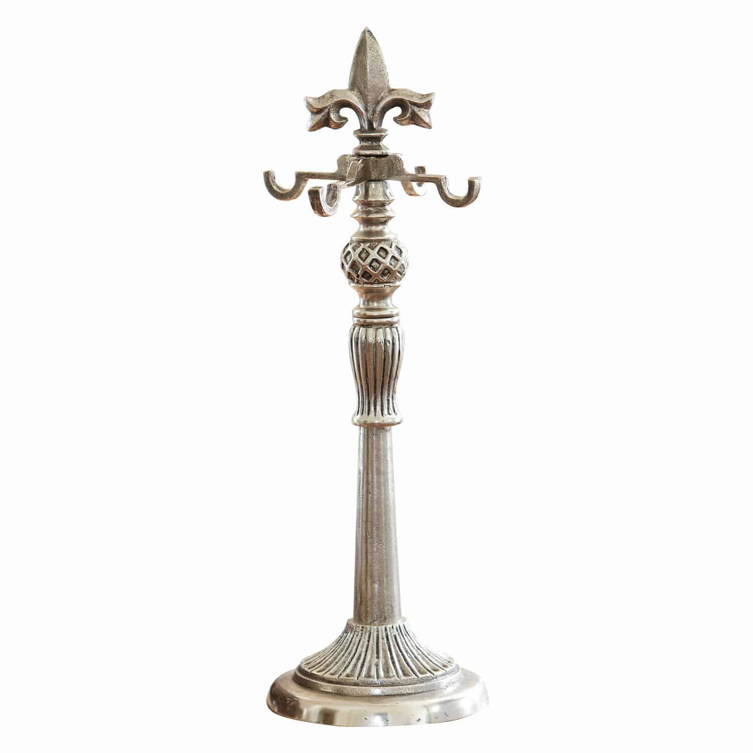 Kranzständer Edmond Metall-Schmuckständer in Silber mit dekorativem Muster und Haken für Halsketten