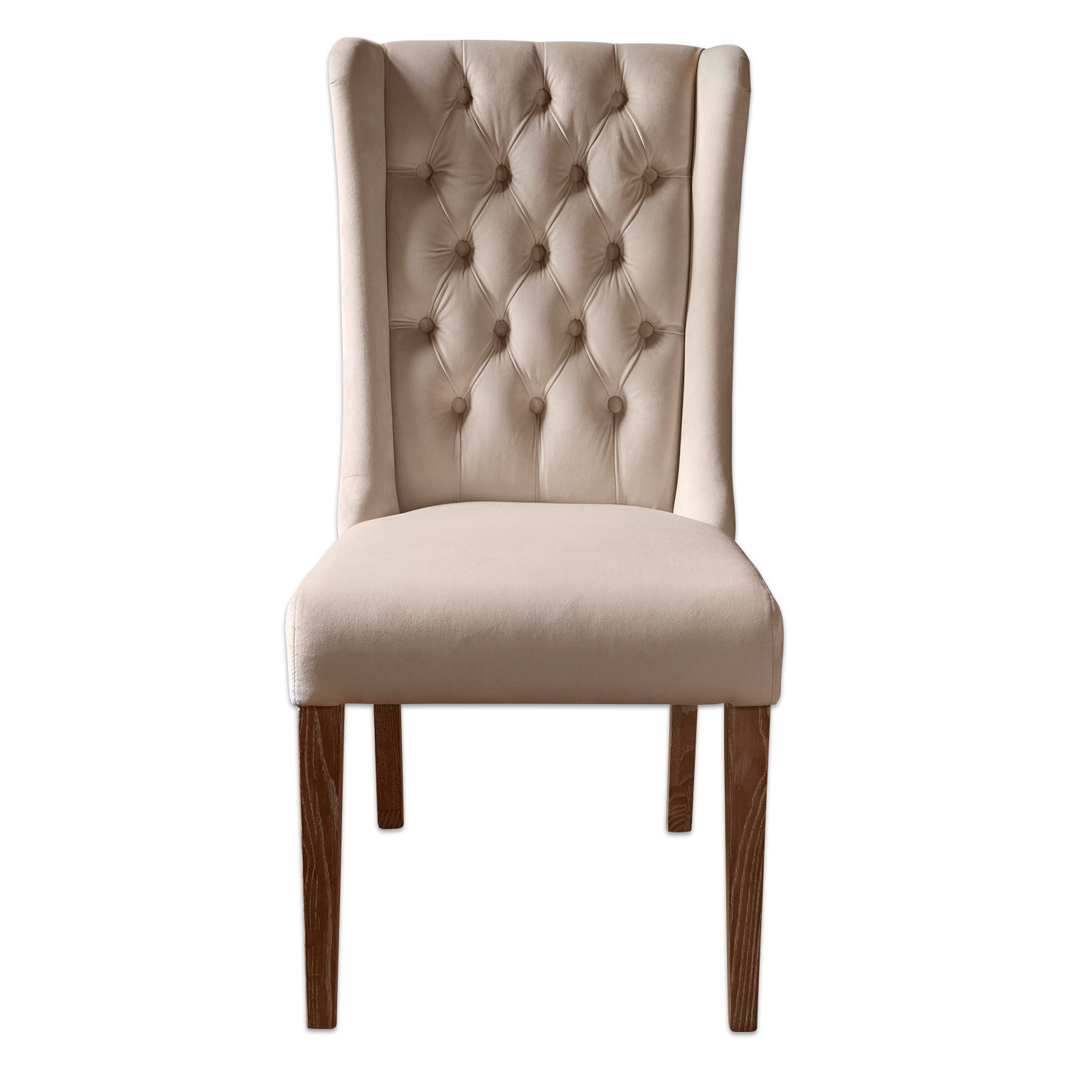 creme Stuhl Sudbury in Creme mit Polsterung und Holzbeinen, elegant für Wohn- und Esszimmer.
