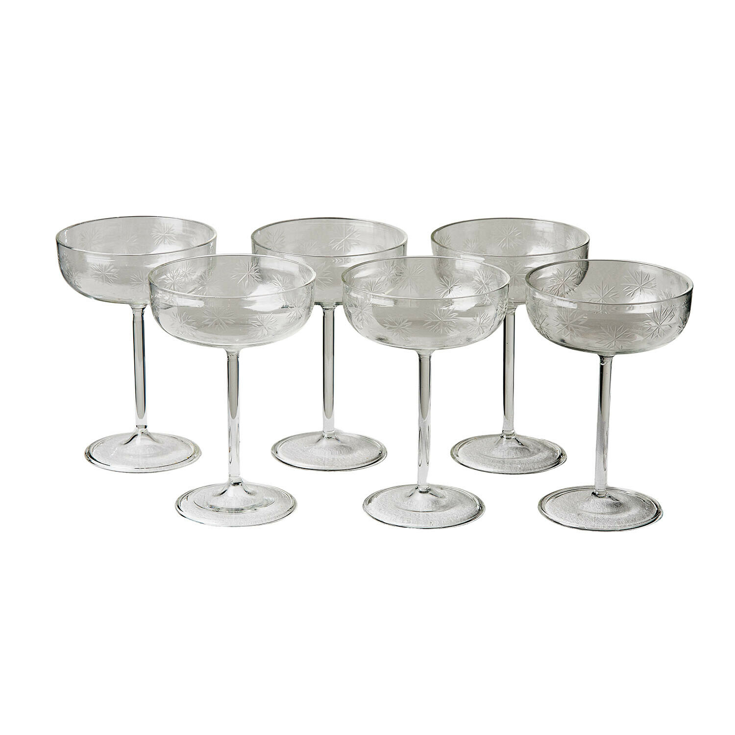 Glas 6er Set Haverly Set mit sechs transparenten Champagnergläsern mit feinem Sternmuster aus Glas