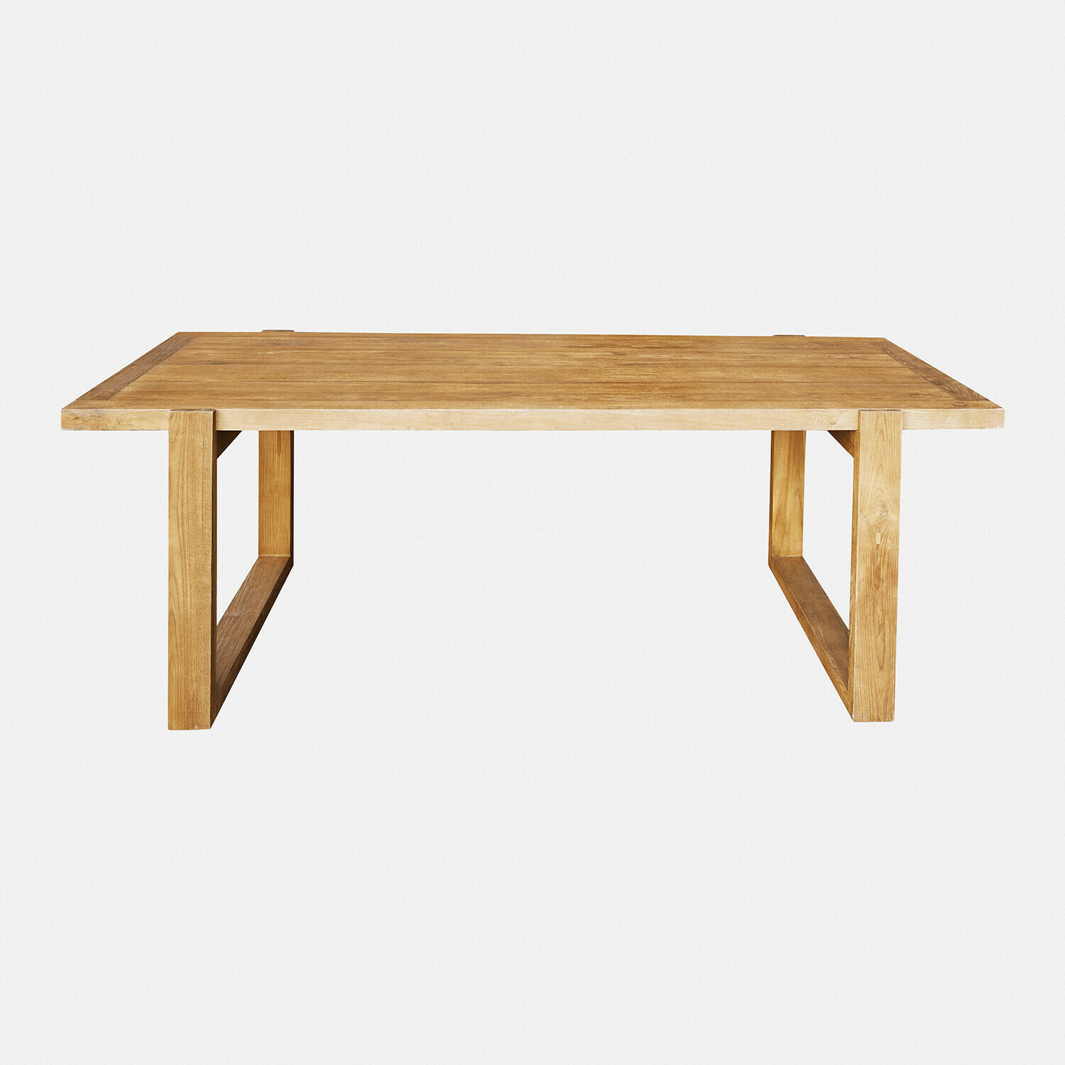 Esstisch aus massivem Holz in natürlicher Farbe mit schlichter Konstruktion