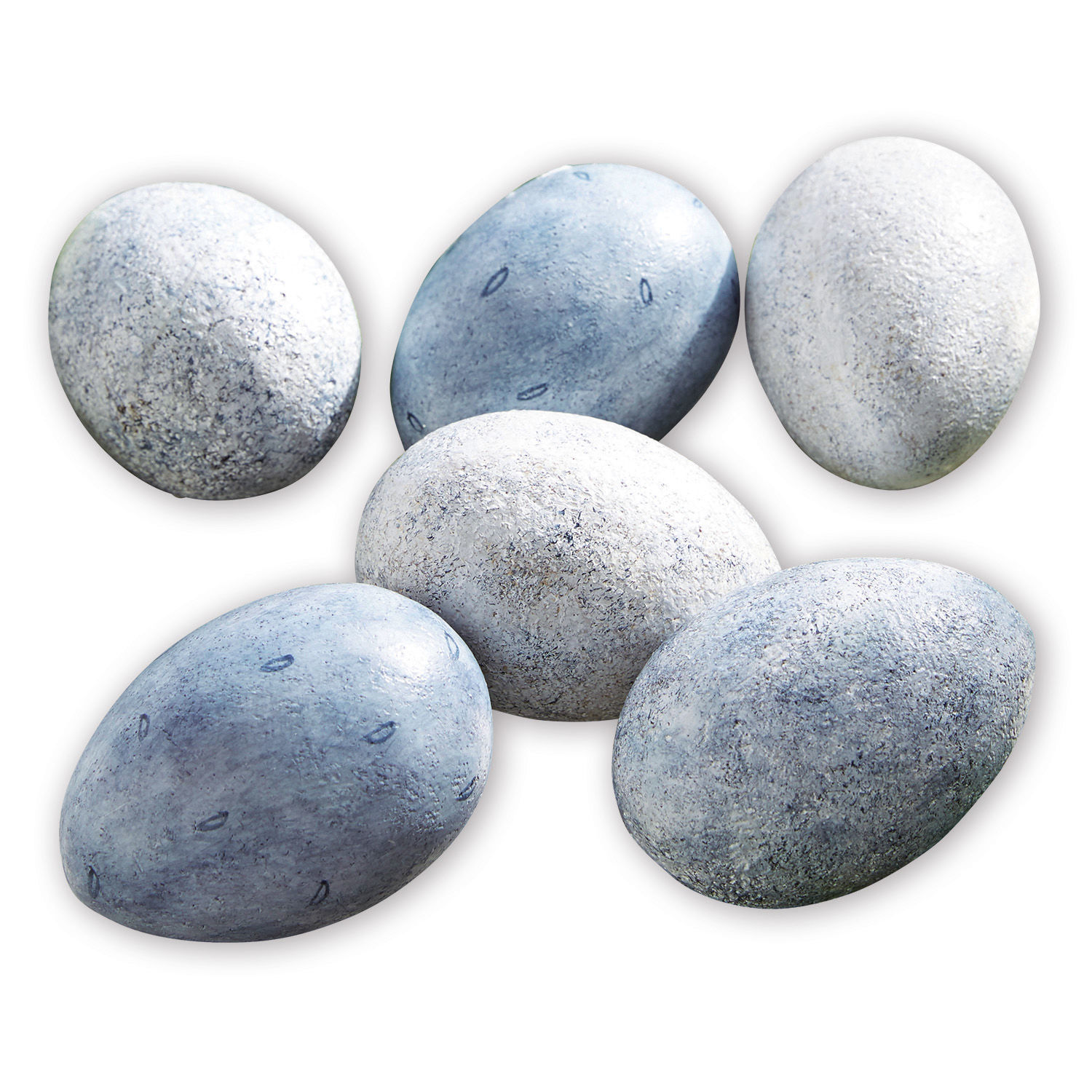 6er-Set dekorative Ostereier aus Stein in Blau und Weiss für Frühlingsdekoration