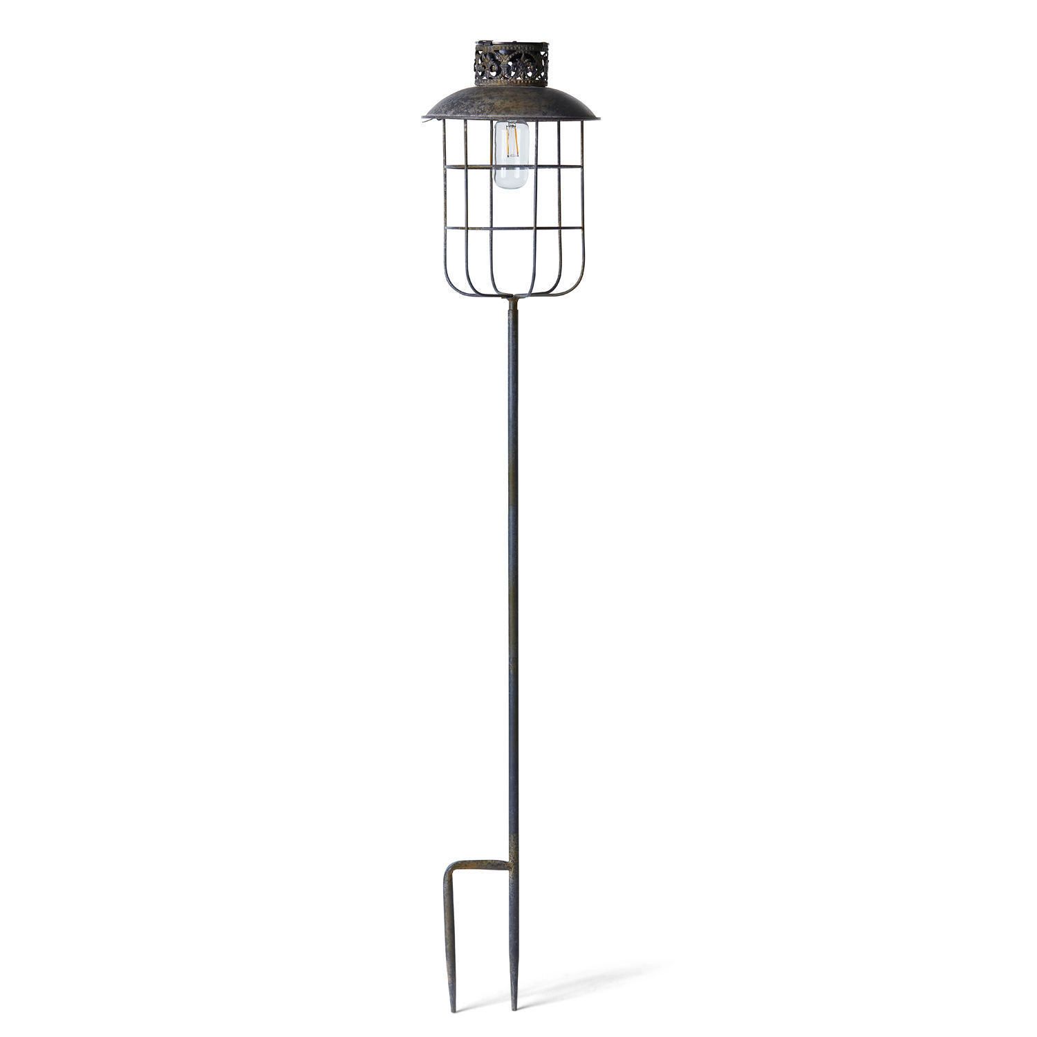 Solar-Laterne Nistos Metall-Gartenlampe mit schwarzem Schirm und Erdspies, dekorative Aussenbeleuchtung