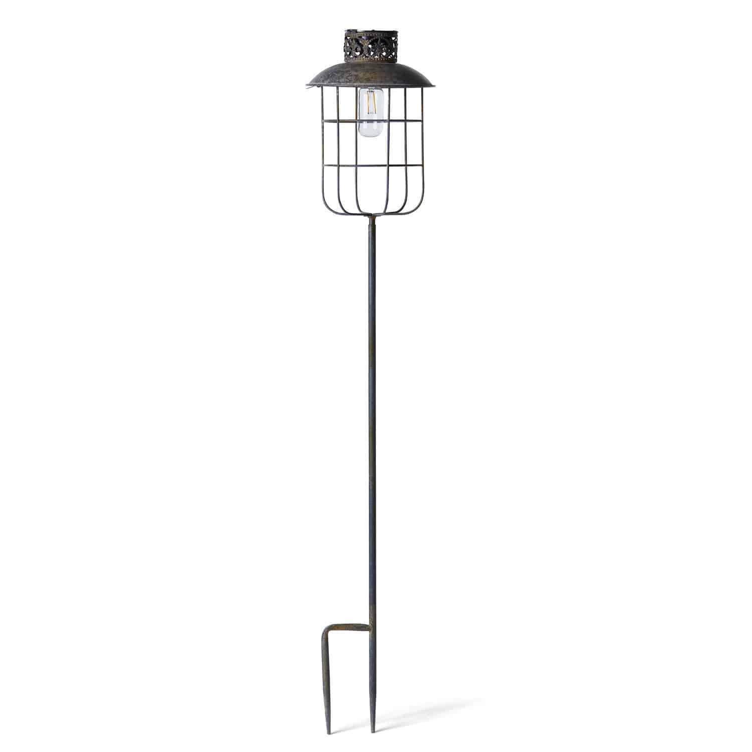 Solar-Laterne Nistos Metall-Gartenlampe mit schwarzem Schirm und Erdspies, dekorative Aussenbeleuchtung